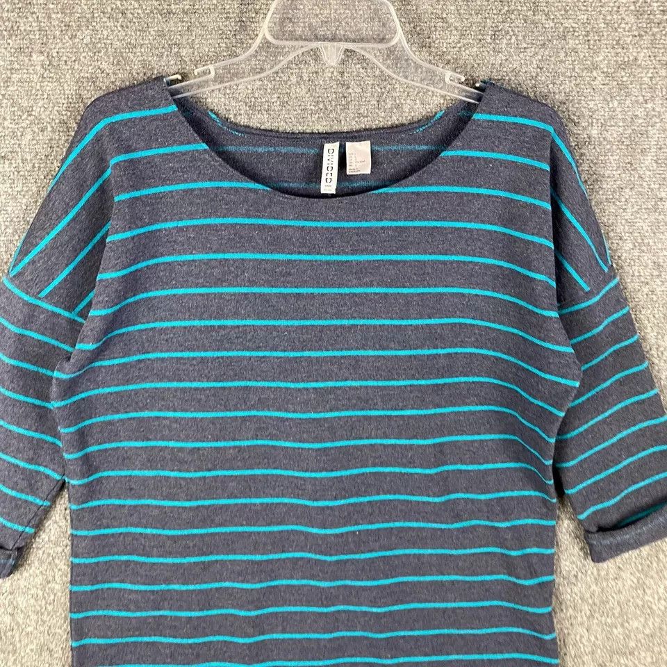 H&M Divided H&M Top Women's Large Striped 3/4 Sleeve Blue L Size L / US 10 / IT 46 - 2 Thumbnail