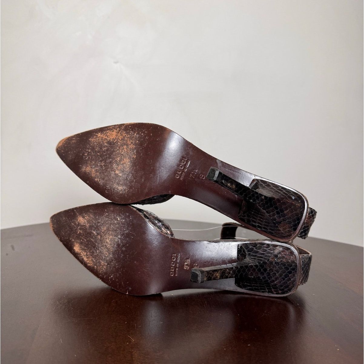 Gucci Gucci by Tom Ford Vintage Python Ankle Strap Heels Size US 7.5 / IT 37.5 - 5 Thumbnail