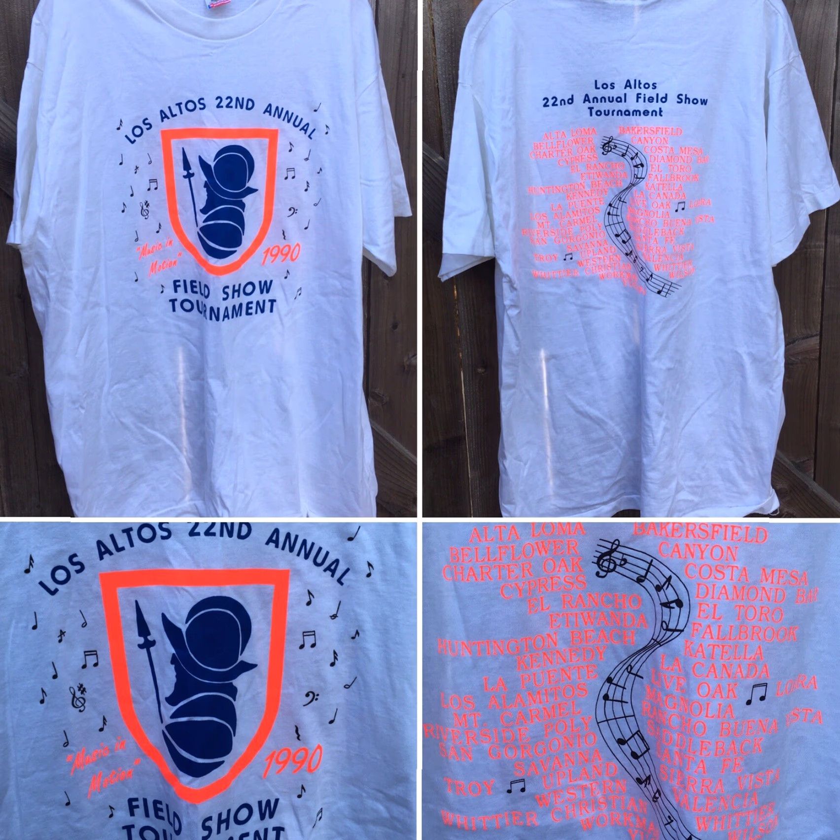 Fruit Of The Loom VINTAGE Los Altos 22nd Annual Field Show Tournament T-Shirt Music In Motion 1990 2XL White Mens Graphic Tee 1990s Fruits of the Loom Size US XXL / EU 58 / 5 - 5 Thumbnail