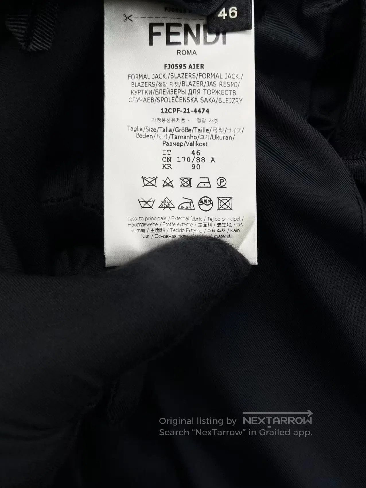 Fendi FENDI Navy Blue All-Over FF Monogram Suit| Size 52L - 7 Thumbnail
