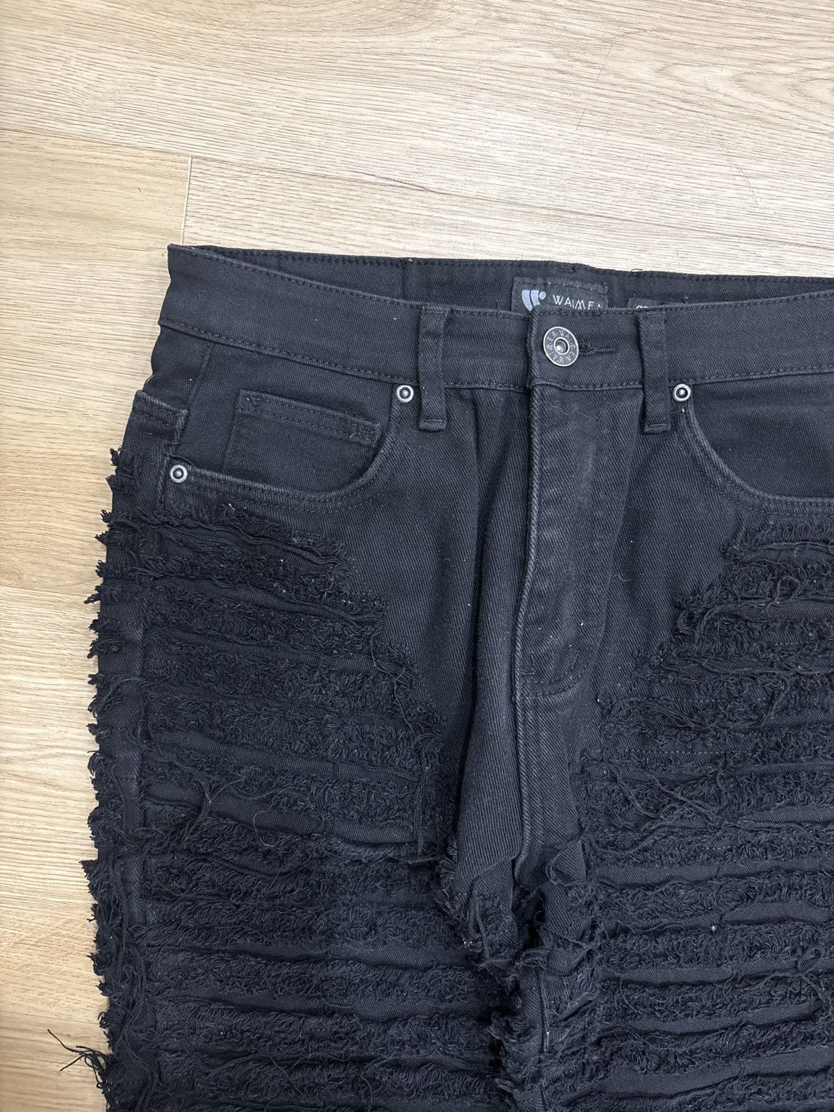 Waimea Black Stacked distressed ribbed jeans rick owens style Size US 30 / EU 46 - 2 Thumbnail
