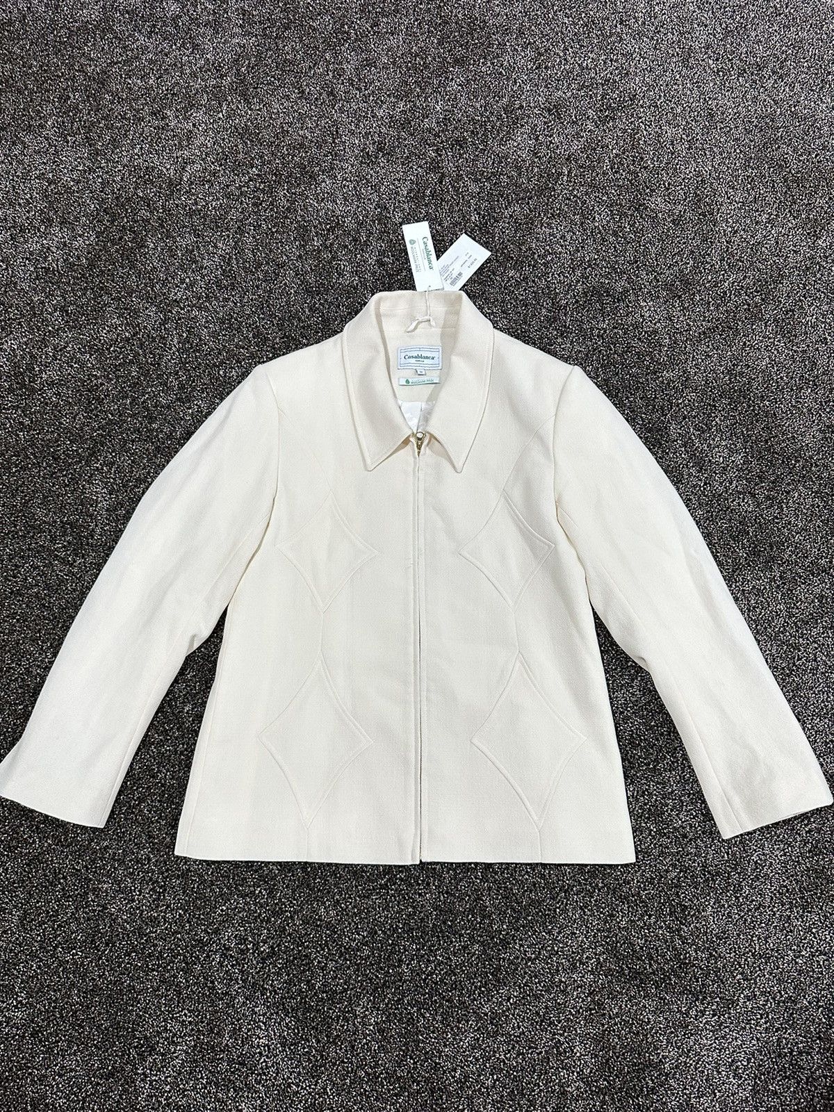 Casablanca Casablanca Diamond-Applique Off White Zip-Up Jacket Size US L / EU 52-54 / 3 - 5 Thumbnail