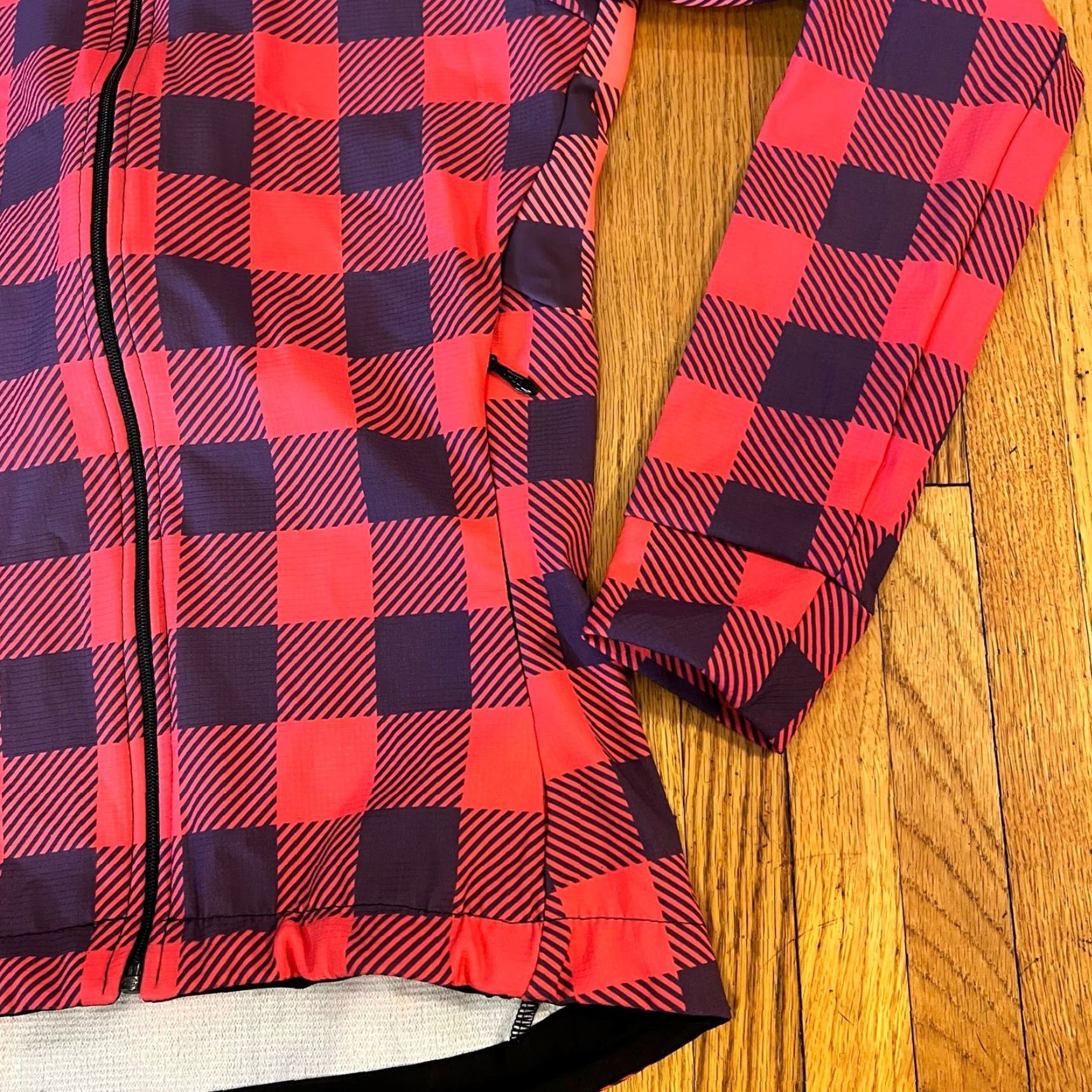 Pinko Podium wear Jacket Womens XS Pink Plaid Full Zip Peformance Cycle Running Coat Size XS / US 0-2 / IT 36-38 - 2 Thumbnail