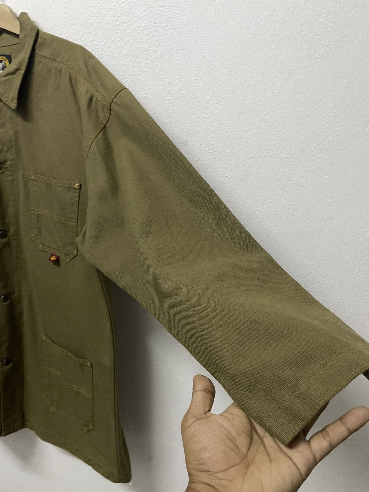 Vintage 1990s BRONZE AGE PIT CREW MOSS GREEN CANVAS CORE JACKET RARE Size US XXL / EU 58 / 5 - 13 Thumbnail