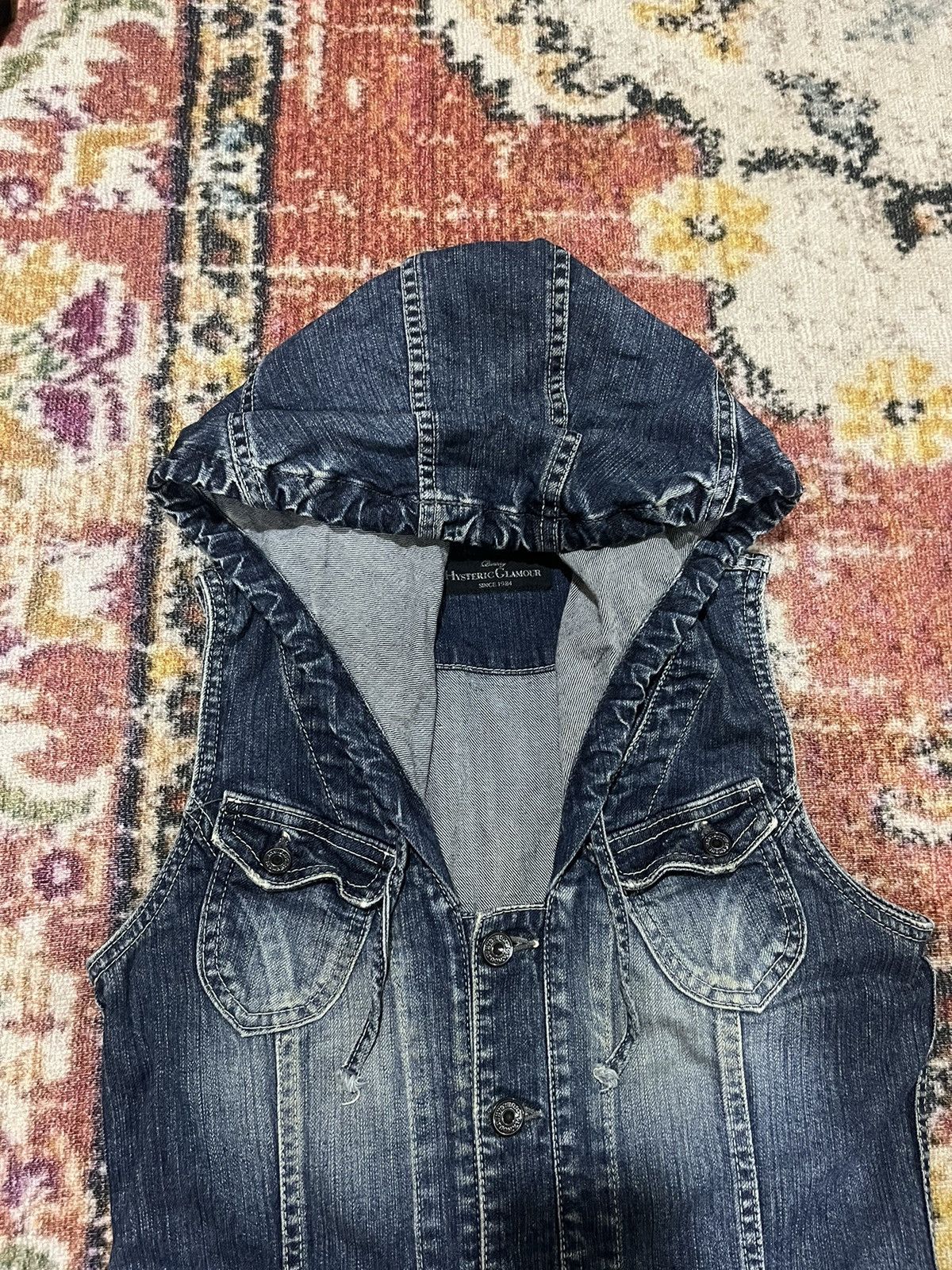 Hysteric Glamour × Japanese Brand All-in-one denim jumpsuit short hoodie Size 26" / US 2 / IT 38 - 2 Thumbnail