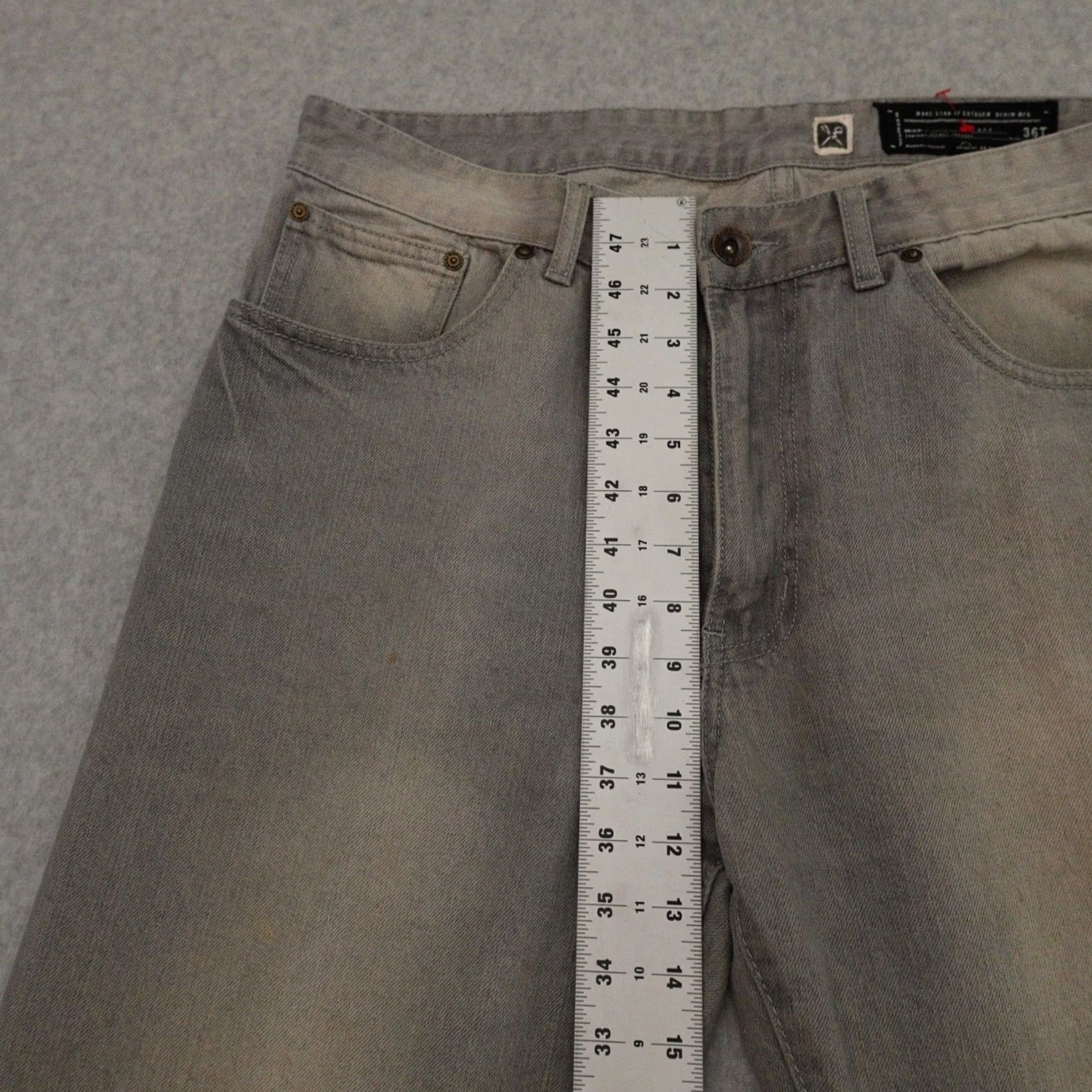Ecko Unltd. Marc Ecko Jeans Men 36T (36X36) Regular Fit Denim Distressed Gray Cotton Straight Shirt/Jeans Size US 36 / EU 52 - 7 Thumbnail