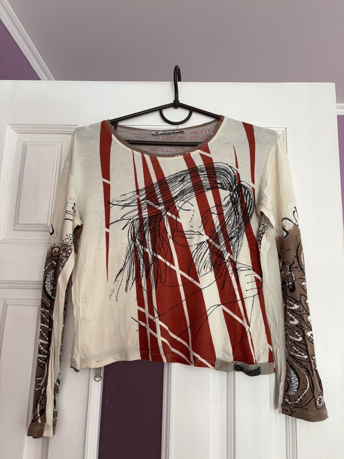 Vintage VINTAGE FRENCH PRINTED FACE TOP 00s LONG SLEEVE Size M / US 6-8 / IT 42-44 - 1 Thumbnail