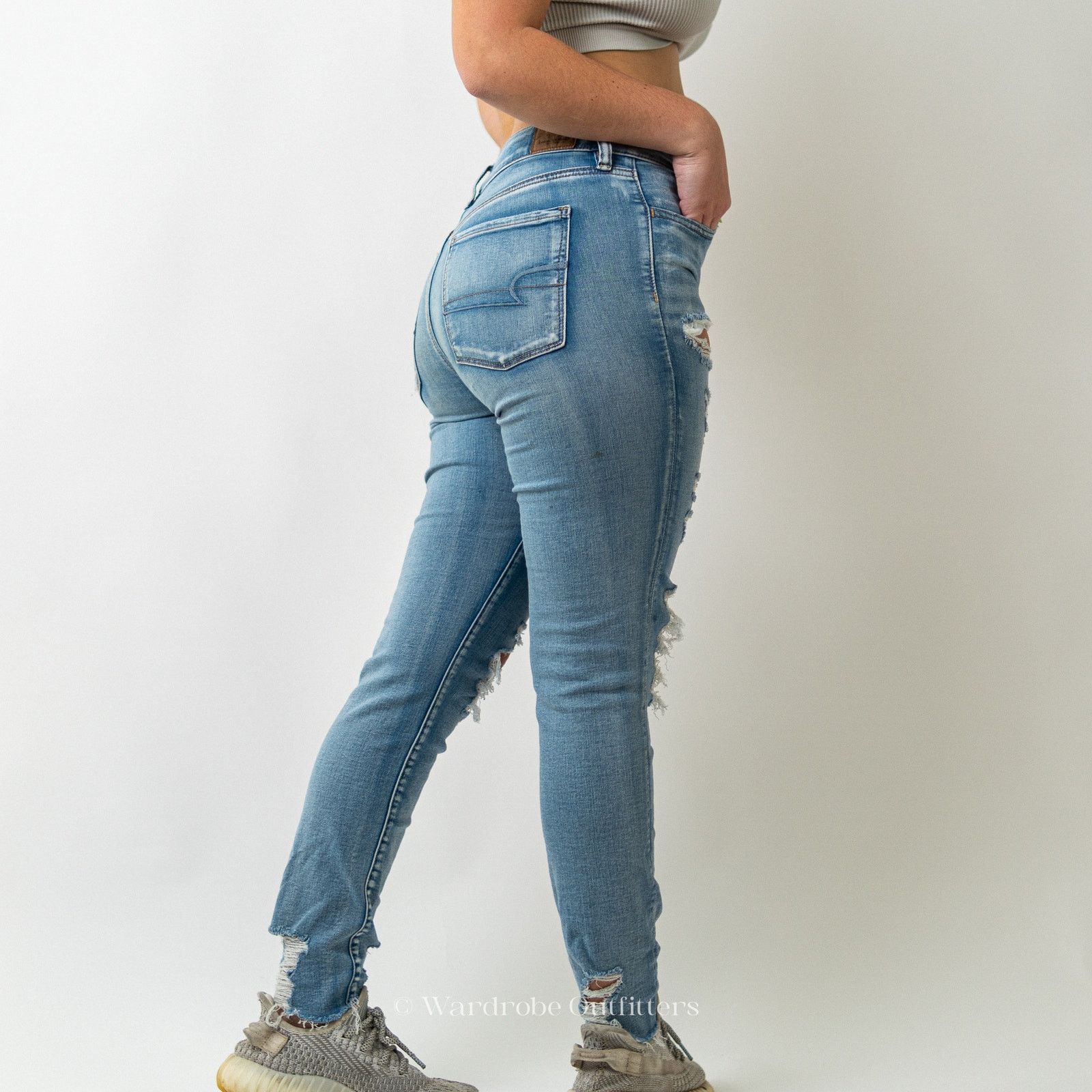 American Eagle Outfitters AEO Ripped & Thrashed Jegging Jeans Super Stretch X Size 29" - 5 Thumbnail