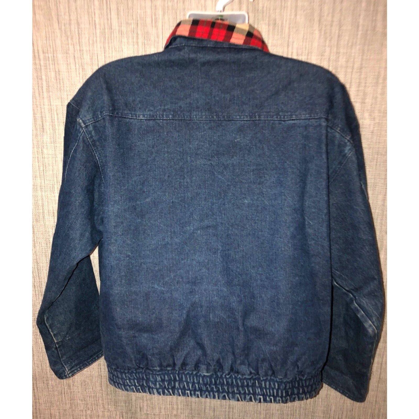 Denime Pan Asia Mens Plaid Jean Jacket L Blue Denim Snap Button Front Lined Size US 33 - 4 Thumbnail