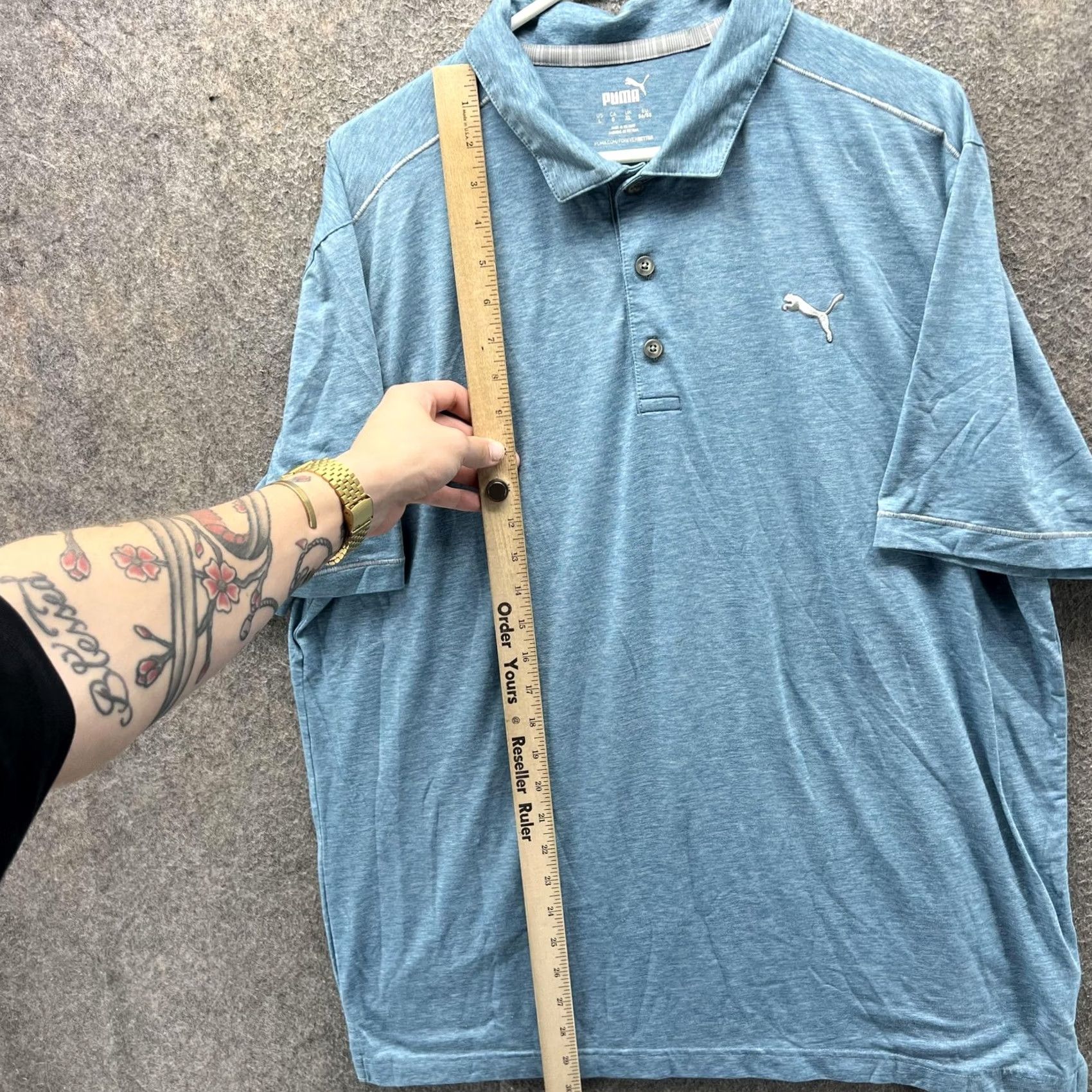 Puma Puma Shirt Mens Large Blue Heather Golf Polo Performance Short Sleeve Logo Polo Size US L / EU 52-54 / 3 - 6 Thumbnail
