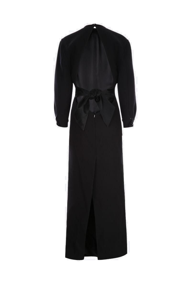 Saint Laurent Paris o1s1wg110924 Long Dress In Crepe in Black Size M / US 6-8 / IT 42-44 - 2 Thumbnail