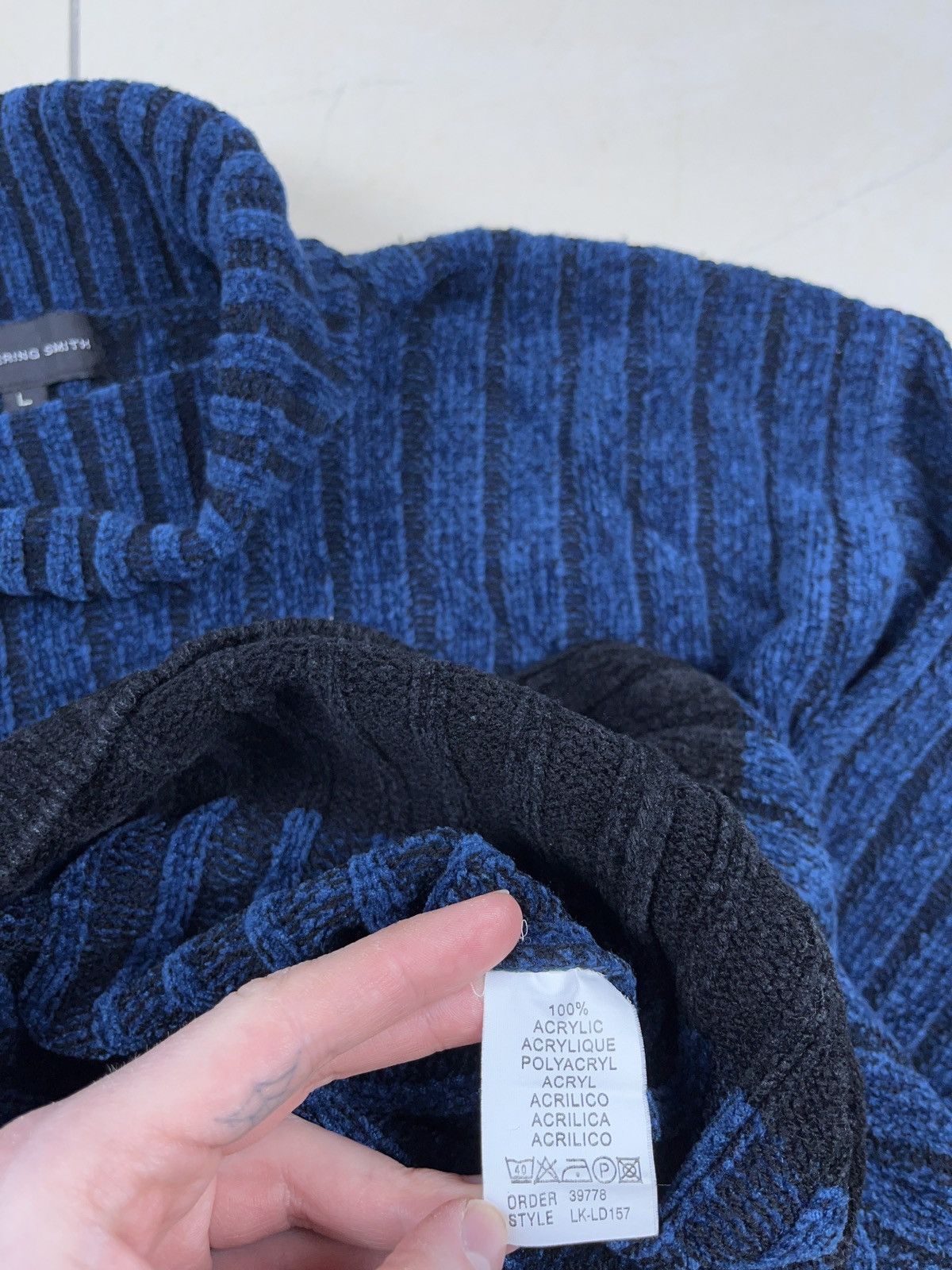Japanese Brand × Vintage ➕ vintage y2k ribbed turtle neck mock sweater striped Size US L / EU 52-54 / 3 - 5 Thumbnail