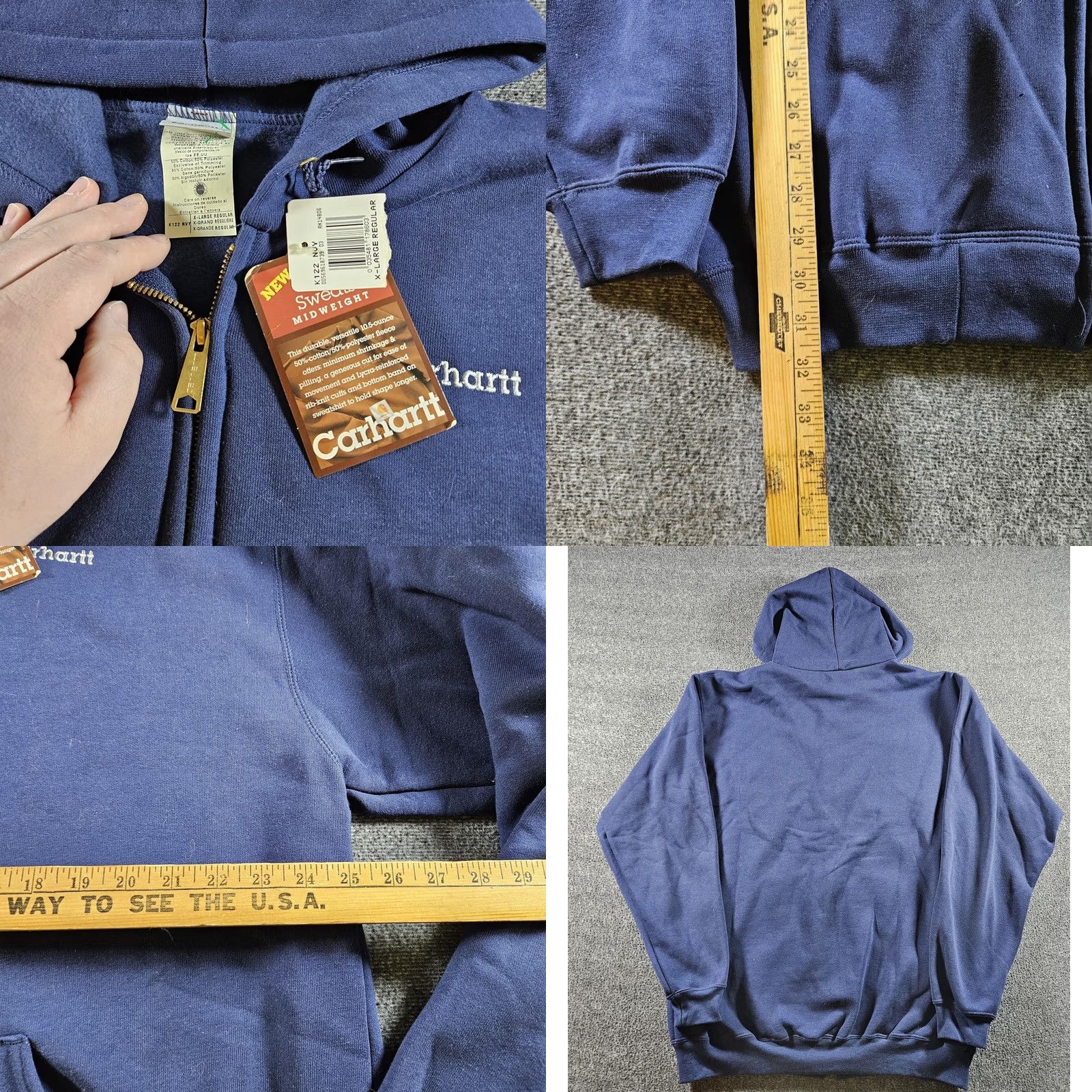 Carhartt Carhartt Hoodie Mens XL Blue Full Zip Fleece Workwear Sweatshirt Midweight Size US XL / EU 56 / 4 - 8 Thumbnail