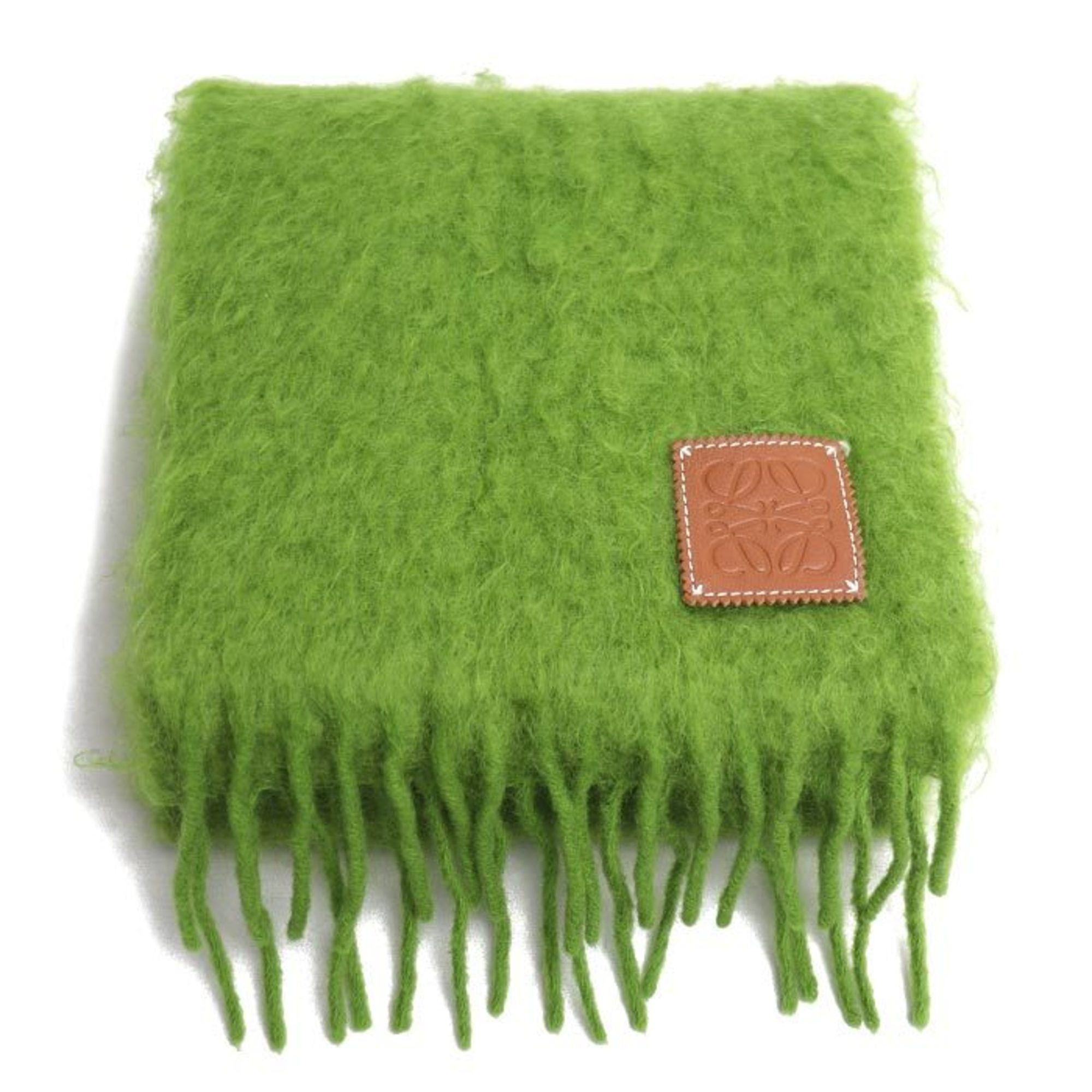 Loewe LOEWE Anagram Mohair Fringe Scarf, Green, Women's Size ONE SIZE - 1 Thumbnail