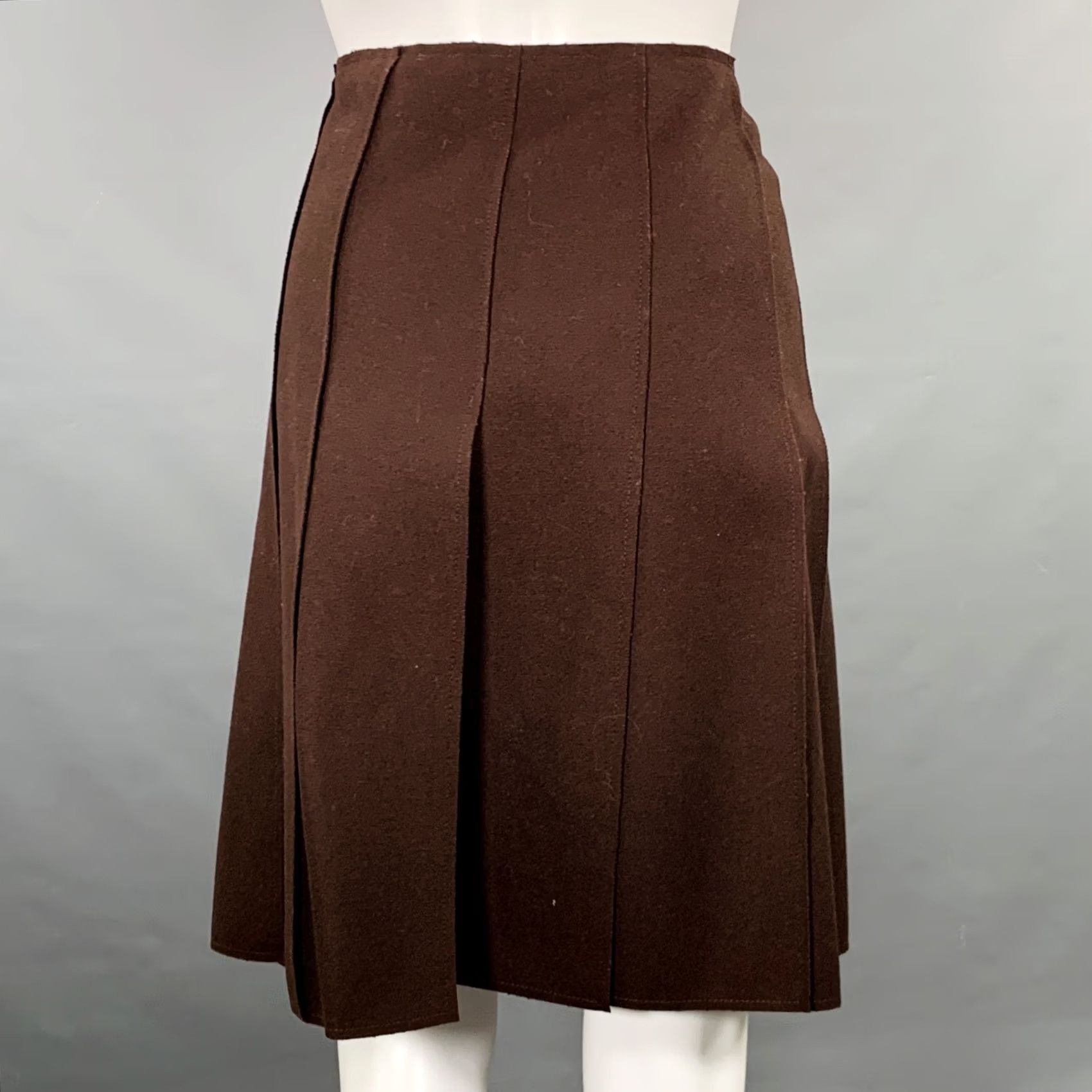 Miu Miu MIU MIU Brown Wool Nylon Pleated Skirt Suit, Size 8, Womens, IT 44, Outfits/Set, Italy, Adult, Skirt Suit Size 30" / US 8 / IT 44 - 6 Thumbnail