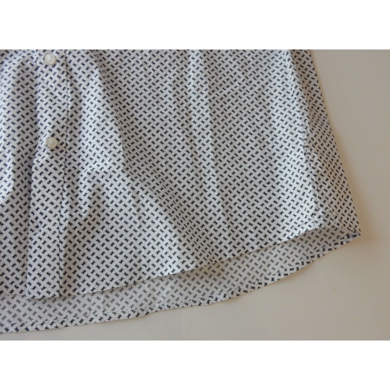 Michael Kors Michael Kors Men's Short Sleeve Button Front Shirt Slim Fit L White Cotton Size US L / EU 52-54 / 3 - 3 Thumbnail