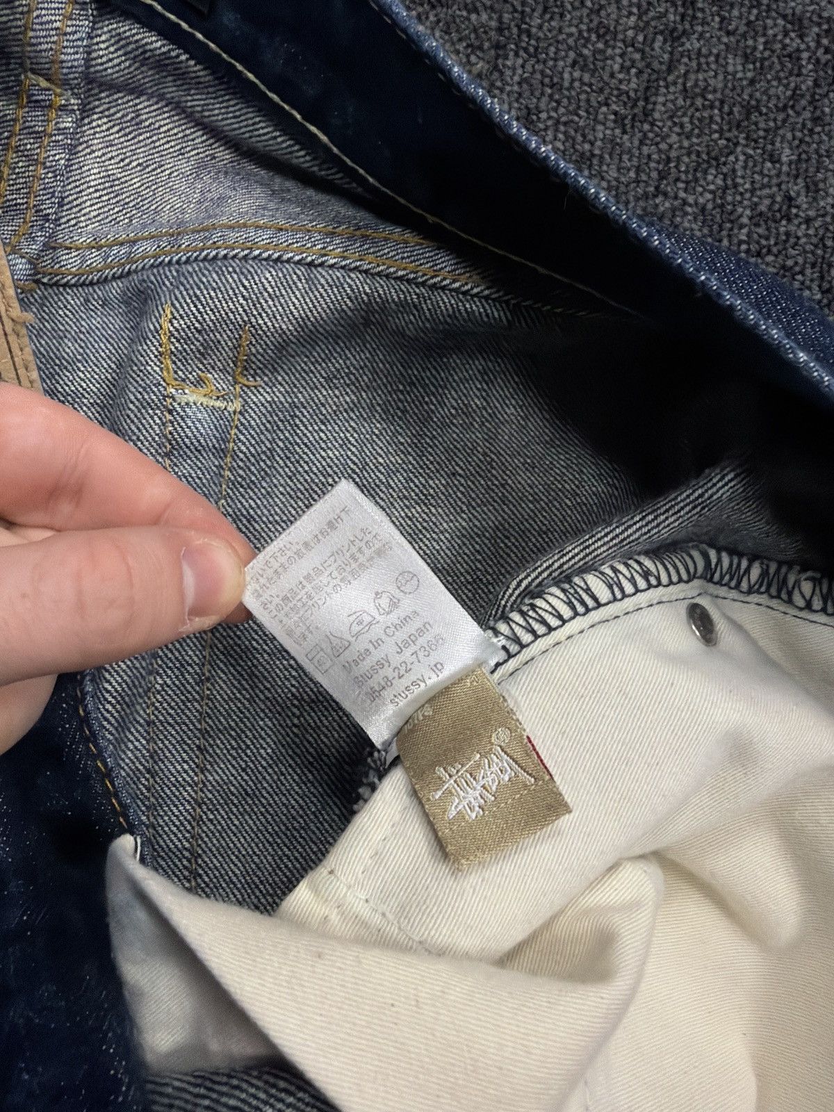 Stussy Vintage 2000s Stussy Blue Spellout Jeans - Waist: 34” Size US 34 / EU 50 - 9 Thumbnail