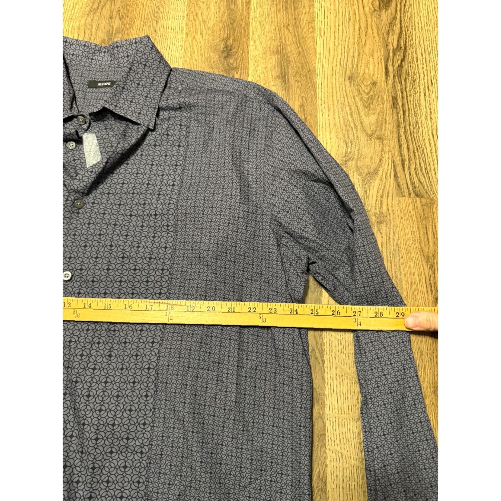 Alfani Alfani Shirt Men's XL Grey Black Long Sleeve Button Up Shirt Allover Print Size US XL / EU 56 / 4 - 7 Thumbnail