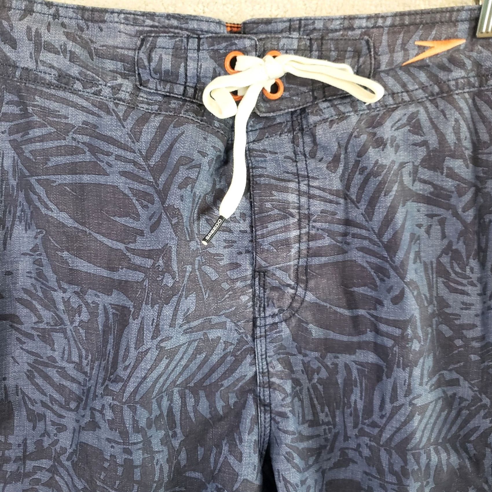 Speedo Speedo Shorts Mens L Blue Gray Swimming Trunks Foilage Pockets Swim Beach Size US 33 - 3 Thumbnail