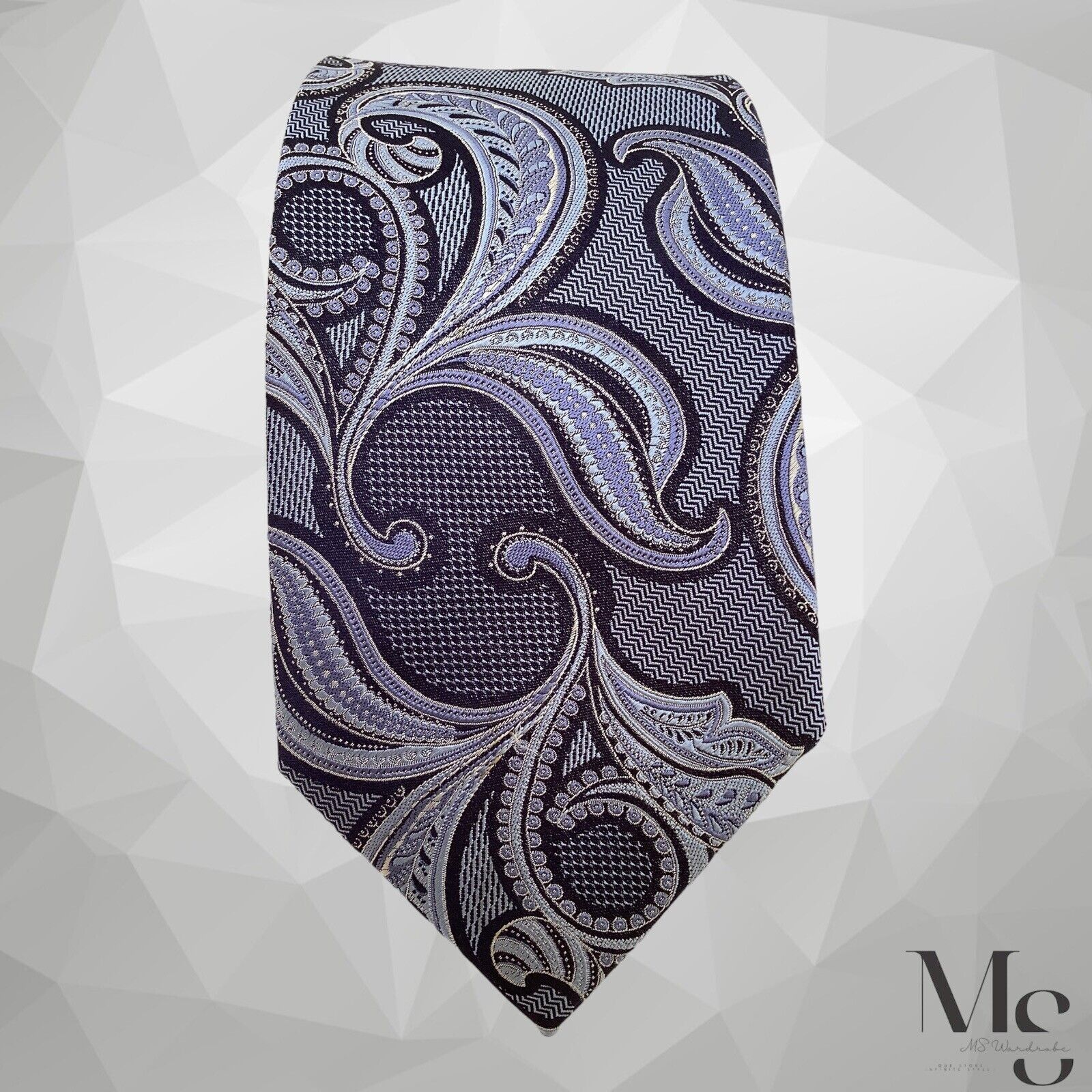 Ermenegildo Zegna ERMENEGILDO ZEGNA Blue Gray Paisley Silk Tie In Made Italy W Size ONE SIZE - 3 Thumbnail