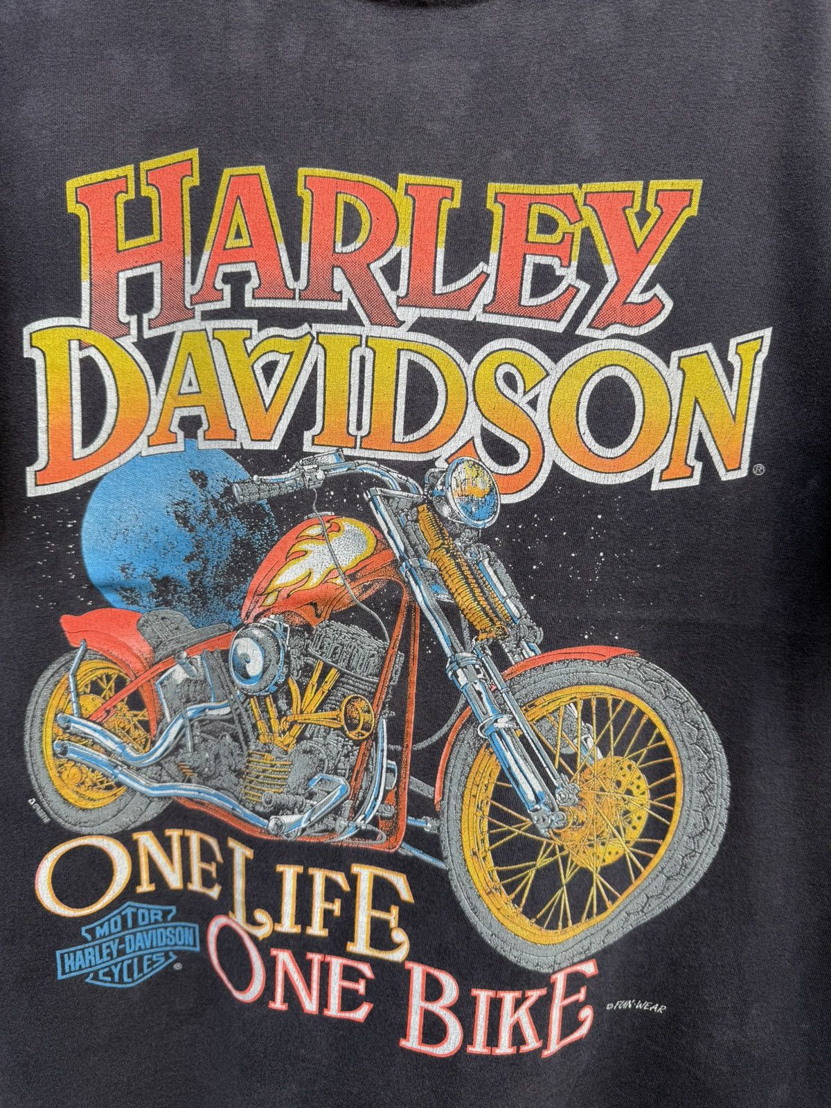 Harley Davidson Vintage 90s Sunfaded HARLEY DAVIDSON Chopper Tee Size US L / EU 52-54 / 3 - 3 Thumbnail