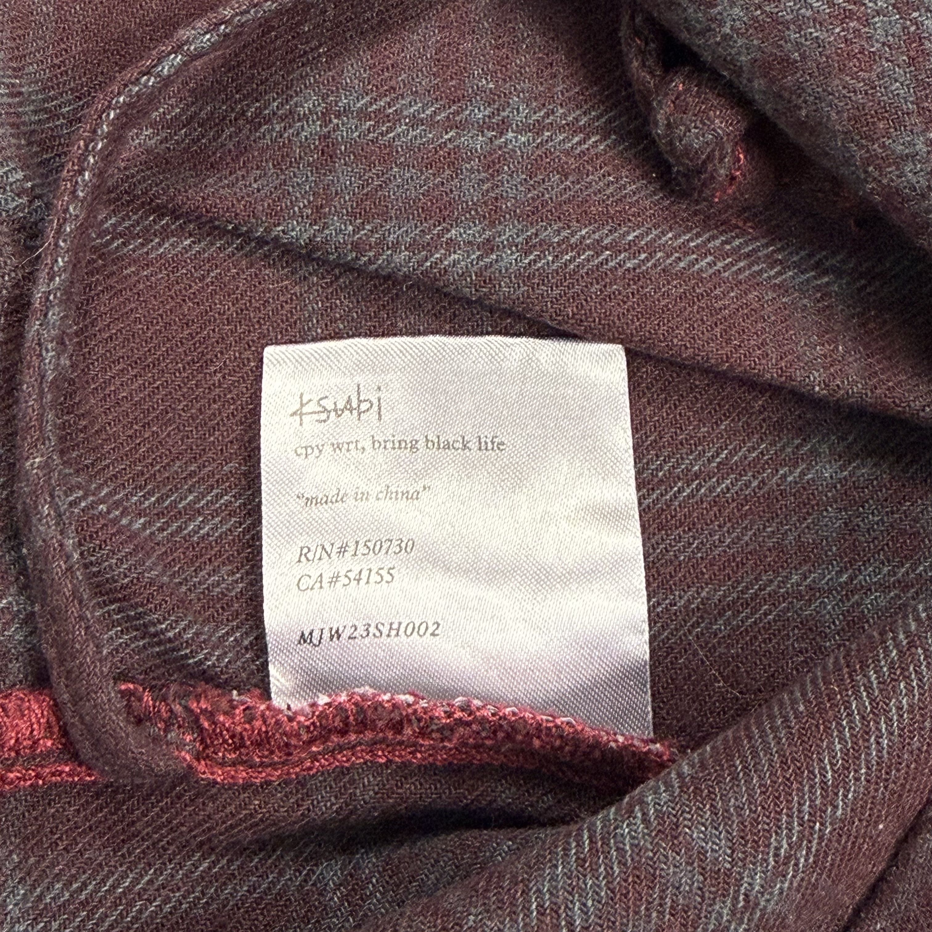 Ksubi Ksubi Spliced 999 LS Shirt Half T Burgundy Plaid Mens Large Size US L / EU 52-54 / 3 - 4 Thumbnail