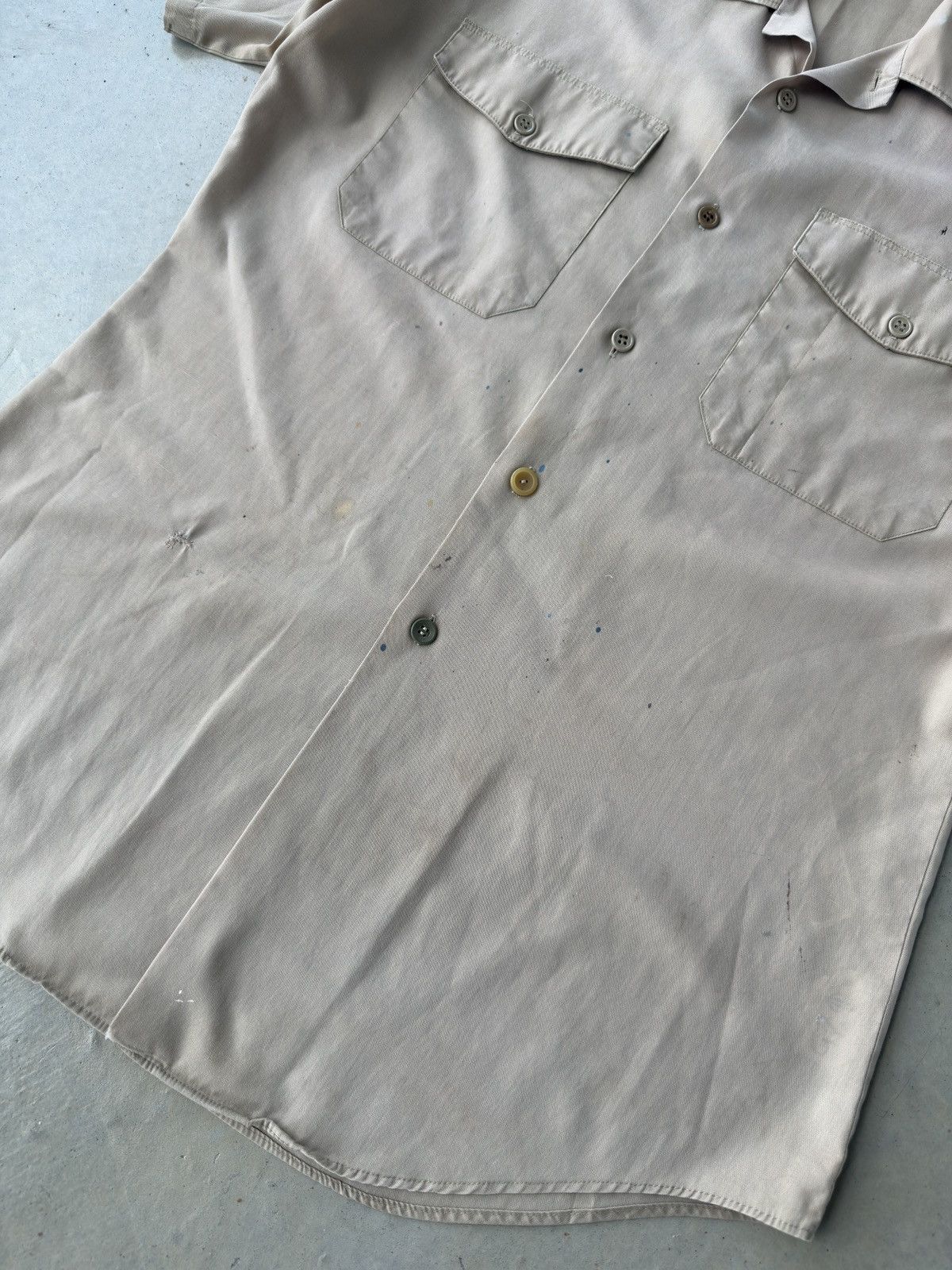 Vintage Vintage 1980s Cream Short Sleeve Button Up Shirt Size US M / EU 48-50 / 2 - 6 Thumbnail