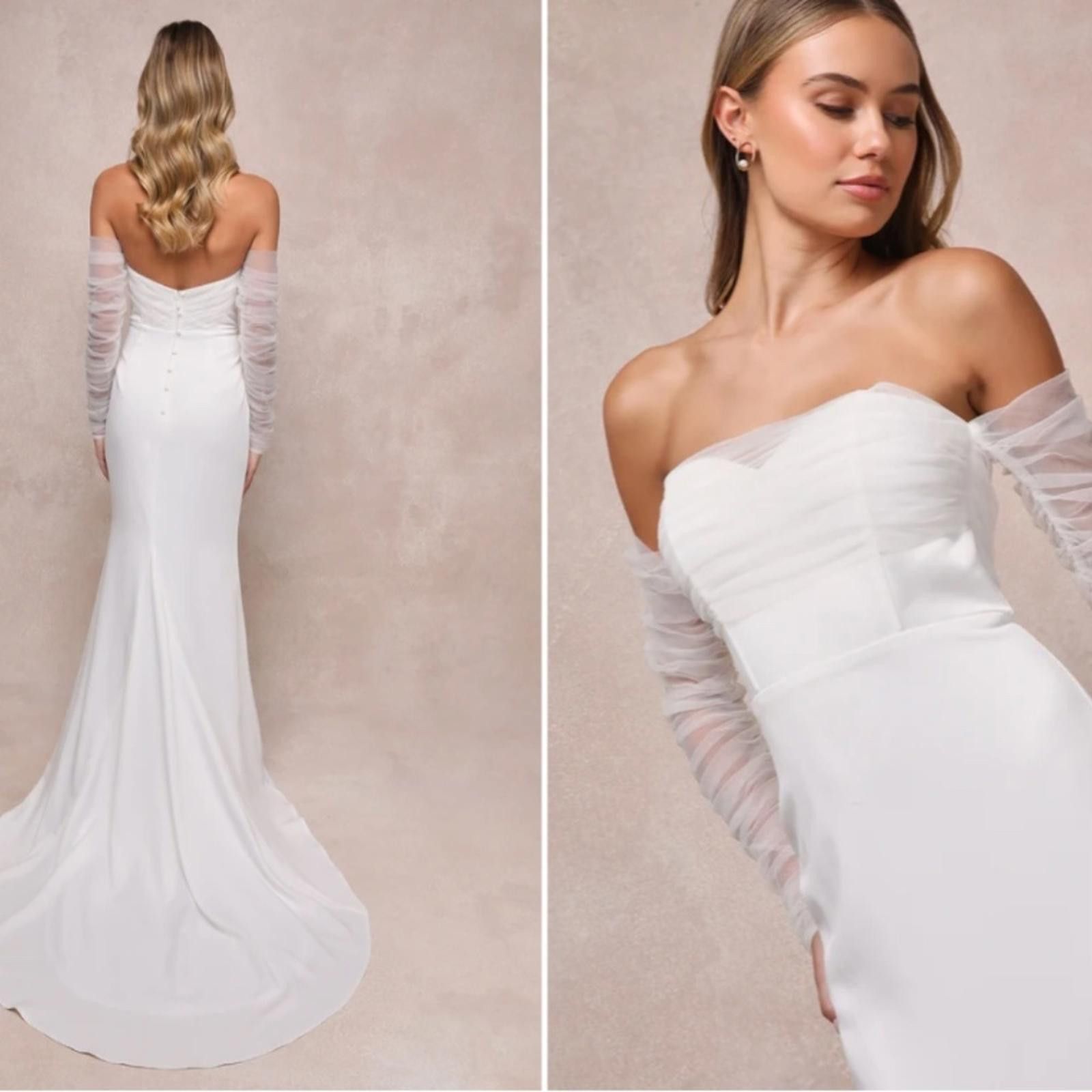 Lulus LULU's Elegant Sophisticated Sexy Mesh Bridal Gown Size L / US 10 / IT 46 - 5 Thumbnail