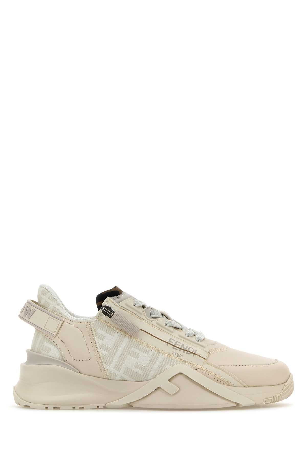 スニーカー FENDI IVORY LEATHER AND JACQUARD FENDI FLOW SNEAKERS Fendi Ivory Leather And Jacquard Fendi Flow Sneakers | Grailed