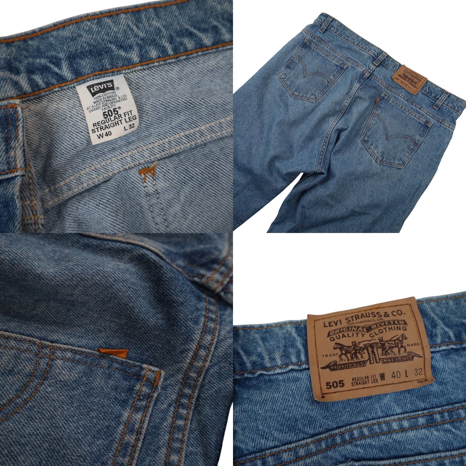 Levi's VINTAGE Levi's 505 Straight Leg Orange Tab Denim Jeans Blue 40x32 Mens Straight Jeans Mens Blue 40 32 Size US 40 / EU 56 - 9 Thumbnail