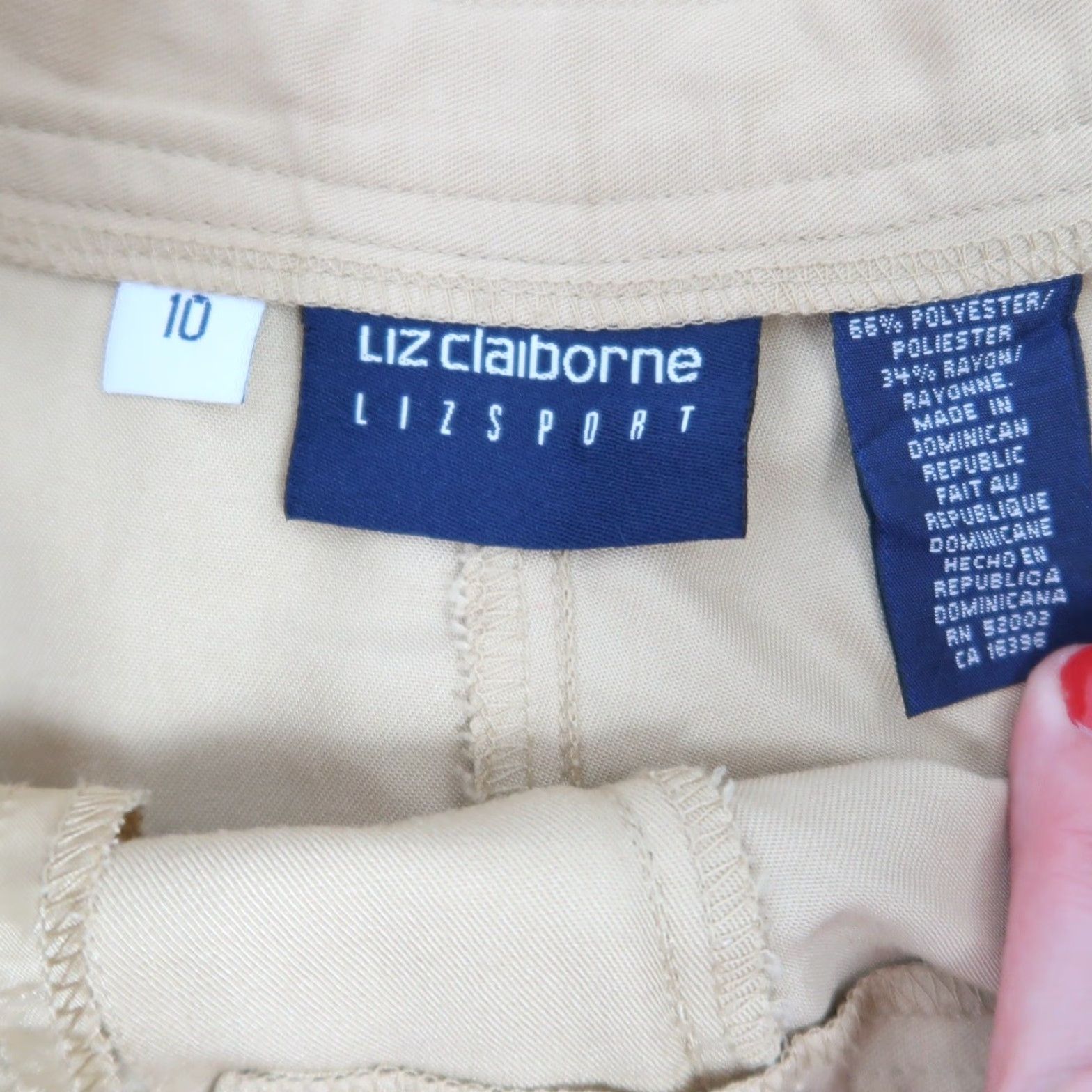 Liz Claiborne VINTAGE Liz Claiborne Pants 90s High Rise Straight Leg Khaki Tan 28" 10 Regular Women Dress Pants Size 32" / US 10 / IT 46 - 4 Thumbnail