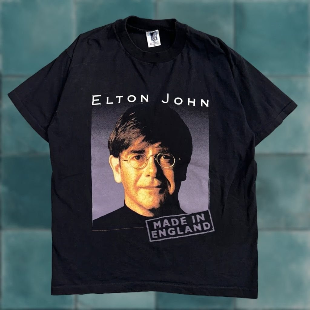Vintage VINTAGE Elton John Gem T-Shirt Black XL Men Crew Neck Short Sleeve Made In USA Size XL 90s Vintage Theme Music Band Size US XL / EU 56 / 4 - 1 Thumbnail