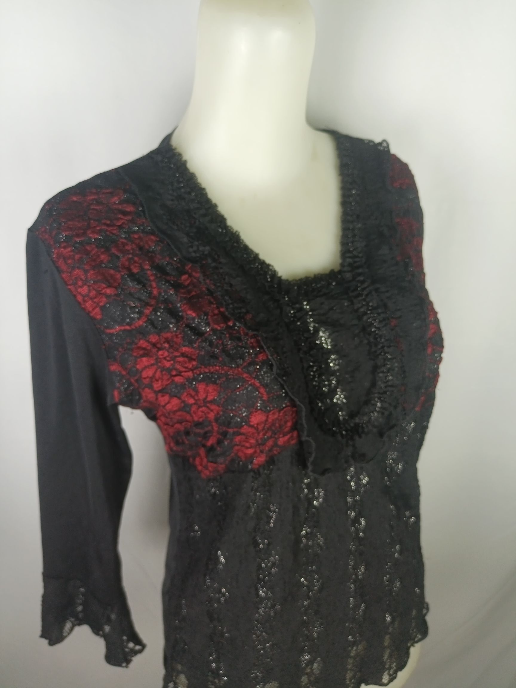 Japanese Brand × Vintage Women's Black Lace Blouse Size M / US 6-8 / IT 42-44 - 13 Thumbnail