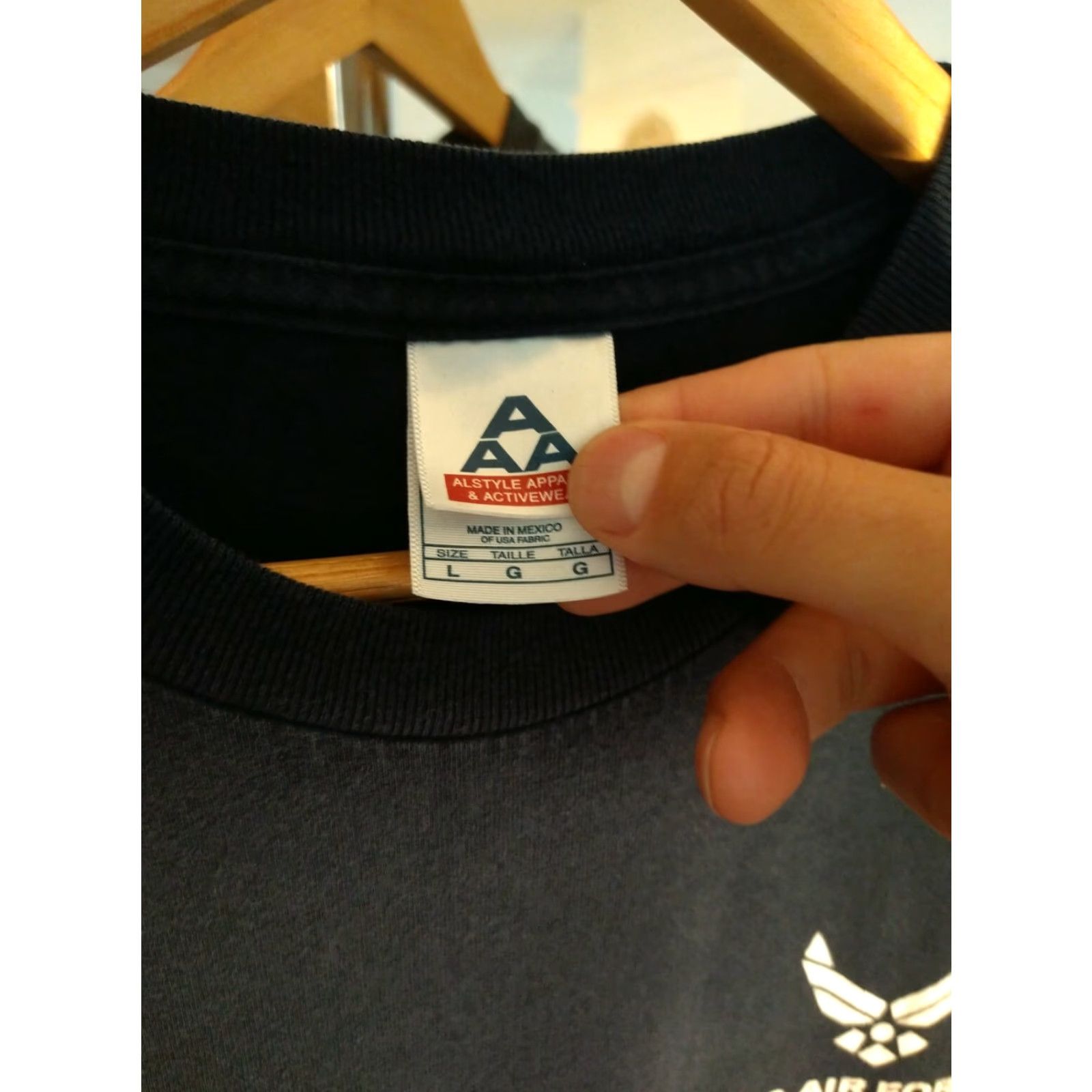 Vintage VINTAGE US Air Force T-shirt Double-sided Size L Navy Blue Bold print military Size US L / EU 52-54 / 3 - 2 Thumbnail