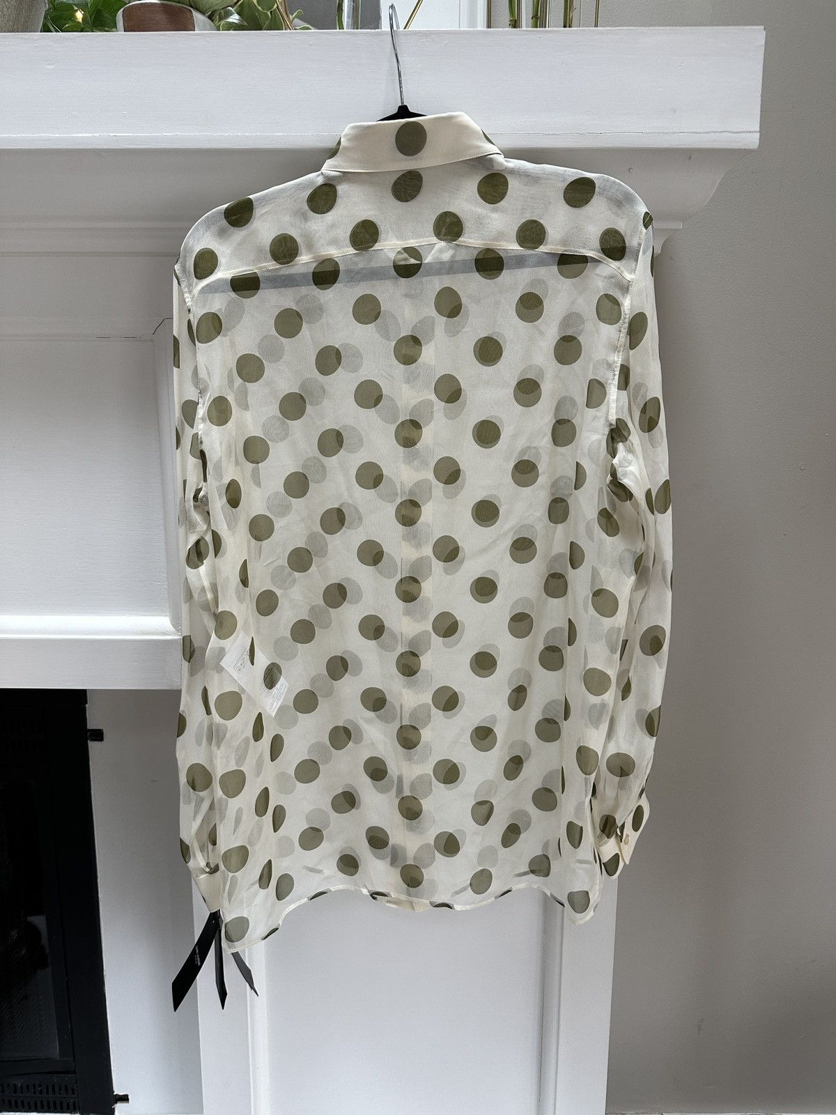 Saint Laurent Paris SS24 Mulberry Silk Sheer Polka Dot Shirt Size US L / EU 52-54 / 3 - 6 Thumbnail
