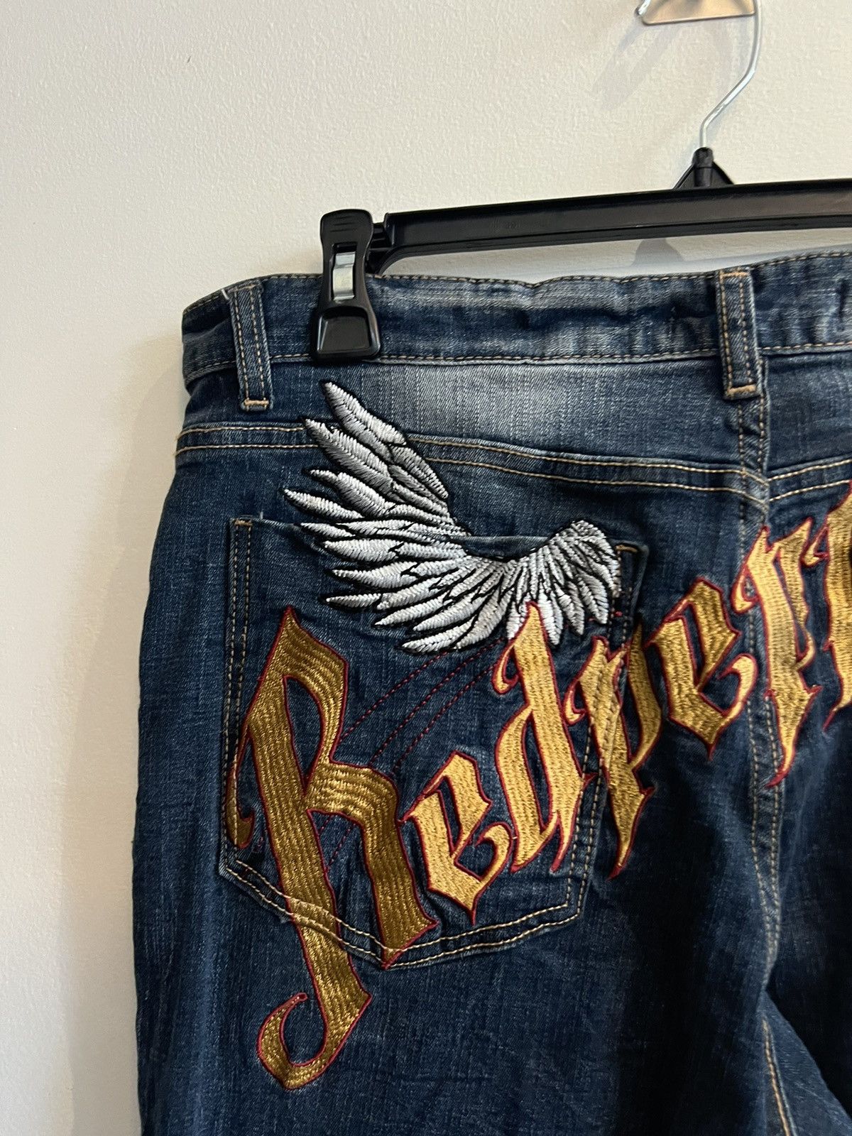 Japanese Brand 90’s RED PEPPER RARE BIG LOGO Y2K JEANS SKULL LOGO Size US 32 / EU 48 - 4 Thumbnail