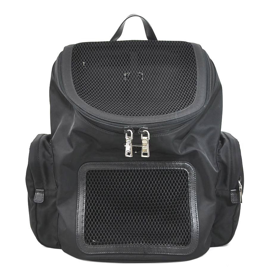 image of Prada Pet Carrier Pet Backpack Re Nylon Saffiano Leather Black, Women's