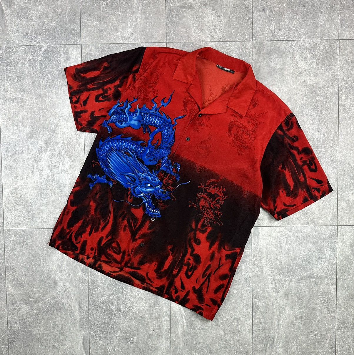 Japanese Brand Vintage 90S Crazy Japan Dragon Print Hawaiian Shirt Y2K Size US XL / EU 56 / 4 - 1 Thumbnail