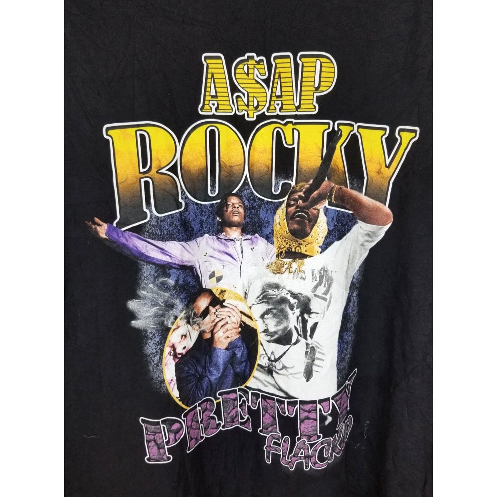 Vintage ASAP Rocky Pretty Flacko Hip Hop Black T-Shirt XL Large Shirt Men XL Black Cotton Crew Neck Short Sleeve Vintage: No Size US XL / EU 56 / 4 - 2 Thumbnail