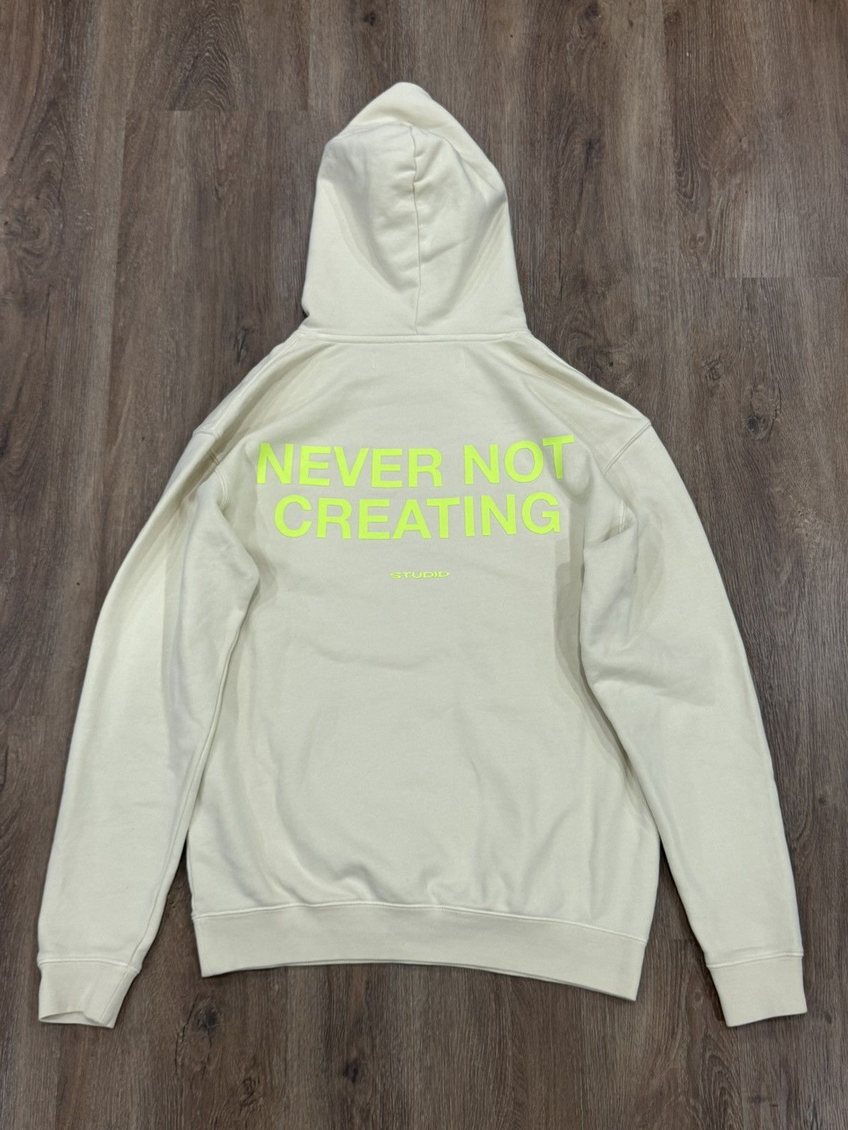 Supervsn Supervsn “Never Not Creating” Hoodie Cream Neon Green Size US M / EU 48-50 / 2 - 2 Thumbnail