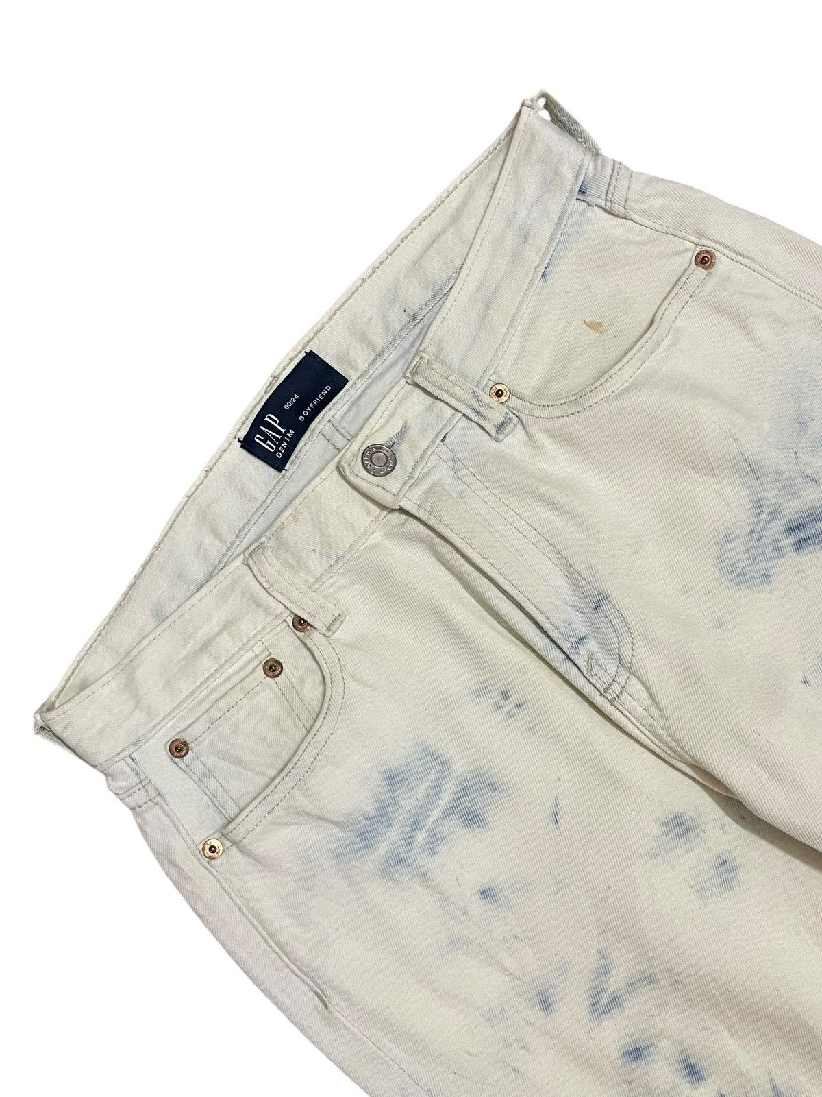 Balenciaga × Gap × Kanye West Gap Denim Indigo Tie Dye Frayed Boyfriend Jeans Size 30" / US 8 / IT 44 - 5 Thumbnail