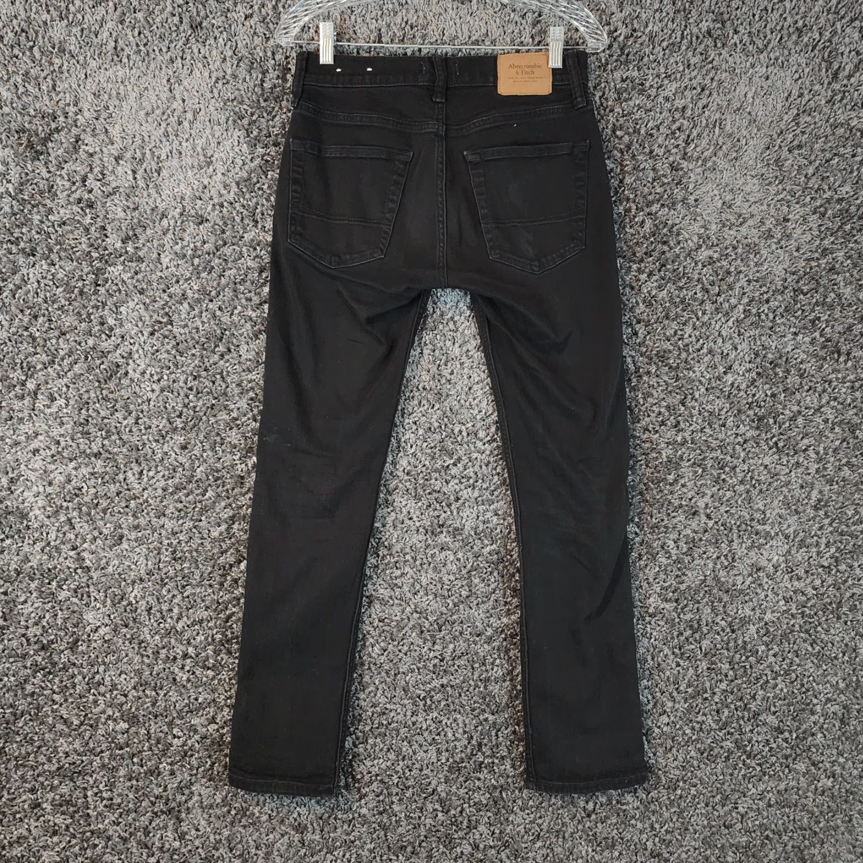 Abercrombie & Fitch ABERCROMBIE & FITCH Men's Black Stretch Skinny Distressed Jeans 28x30 Regular Size US 28 / EU 44 - 4 Thumbnail