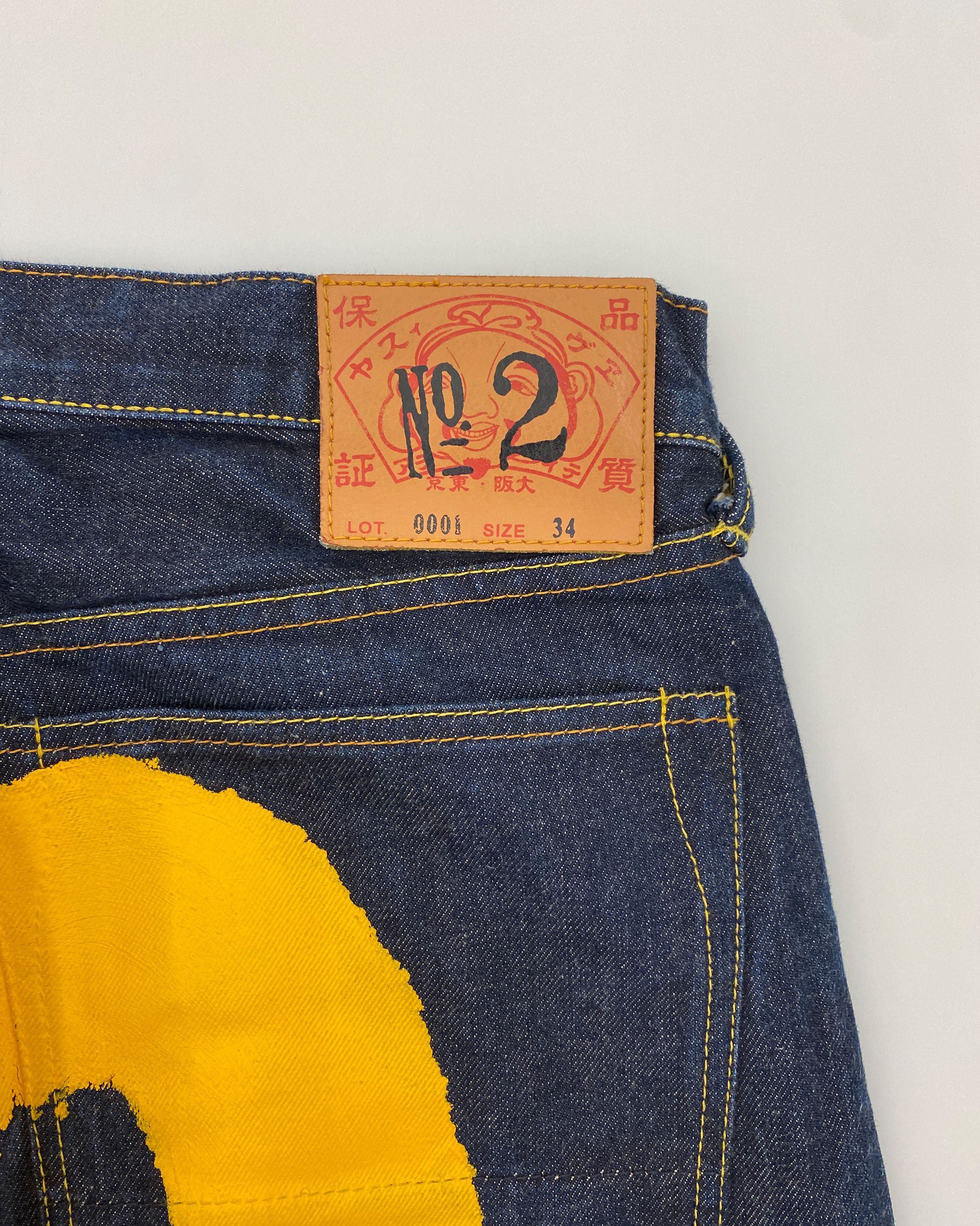 Evisu 1990s Big Yellow Logo Selvedge Denim Size US 34 / EU 50 - 4 Thumbnail