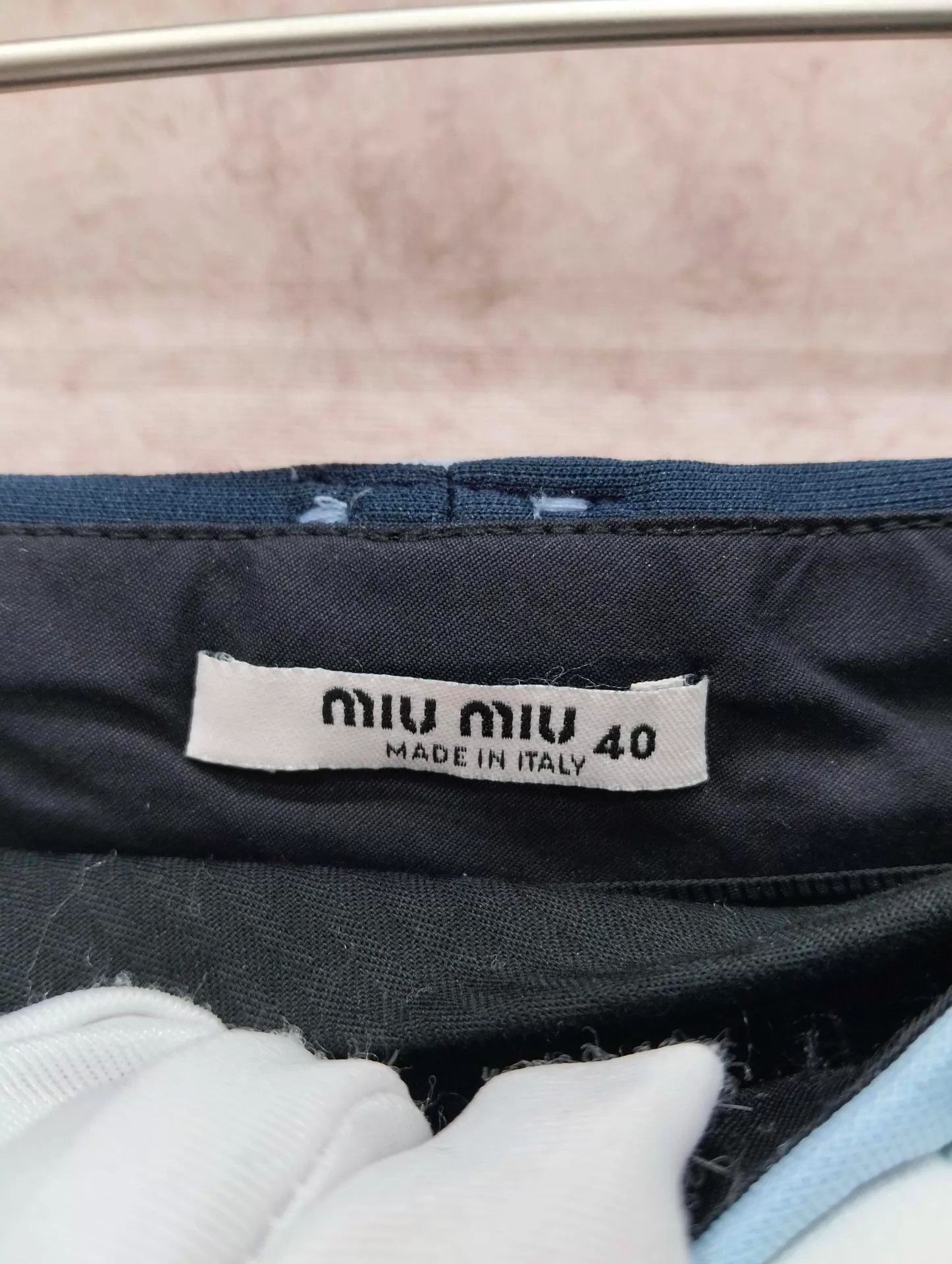 Miu Miu MIU MIU Blue Fur Trim Wide Leg Pants Size 40 Size 27" / US 4 / IT 40 - 4 Thumbnail