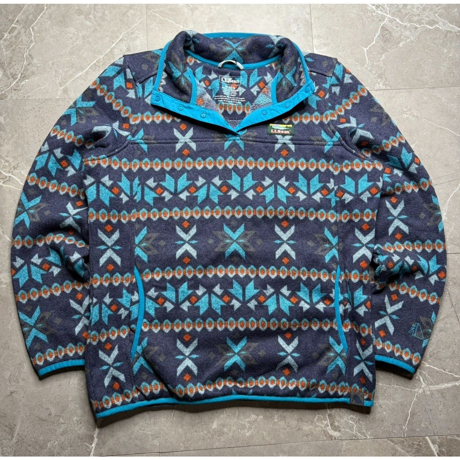L.L. Bean LL Bean Womens Medium Aztec Fleece Pullover 1/4 Snap Size M / US 6-8 / IT 42-44 - 3 Thumbnail