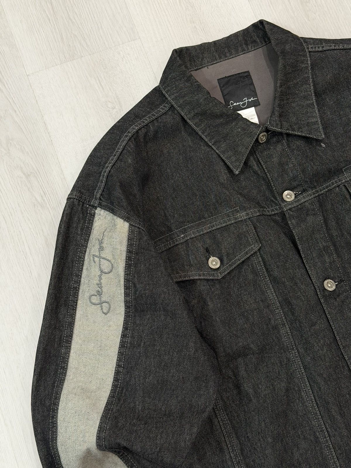 Sean John Vintage Y2K Sean John Black And Gray Denim Jean Jacket XXL Size US XXL / EU 58 / 5 - 7 Thumbnail