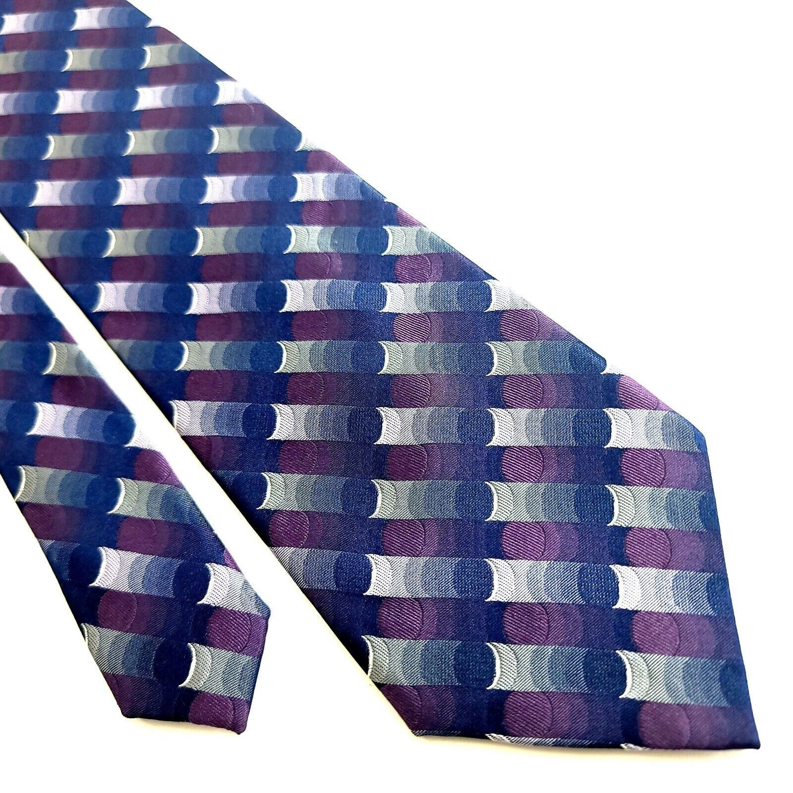 Van Heusen Van Heusen Purple Geometric Woven Silk Tie Size ONE SIZE - 1 Thumbnail