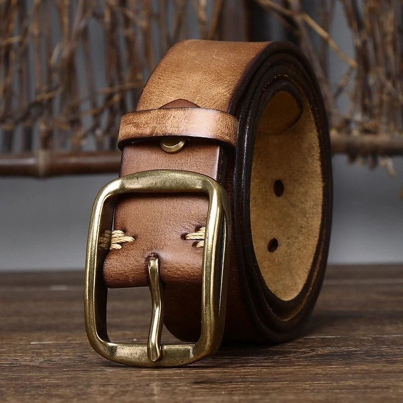 Leather × Vintage Genuine Leather Casual Jeans Belt Size ONE SIZE - 1 Thumbnail