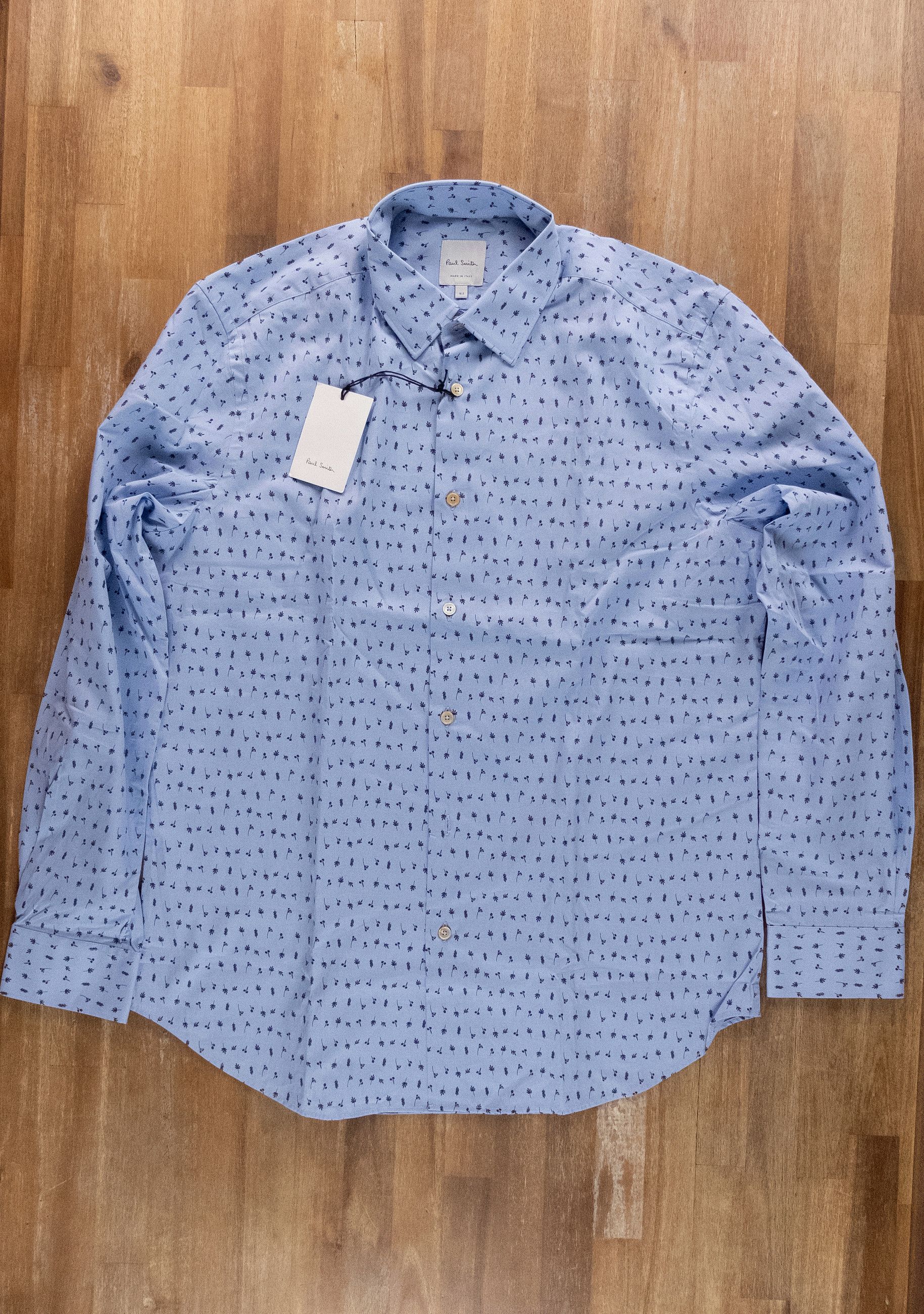 Paul Smith PAUL SMITH mainline blue mini flower leaf print shirt 16.5 Size US L / EU 52-54 / 3 - 1 Thumbnail