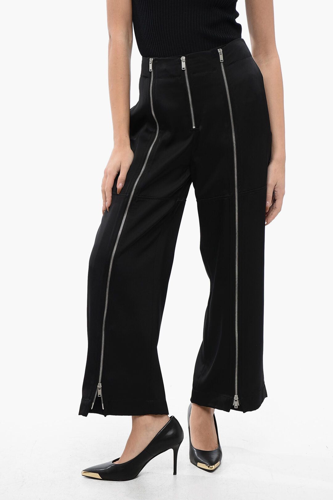 Jil Sander Cropped Wide-Leg Pants with Zip Detail Size 28" / US 6 / IT 42 - 1 Thumbnail